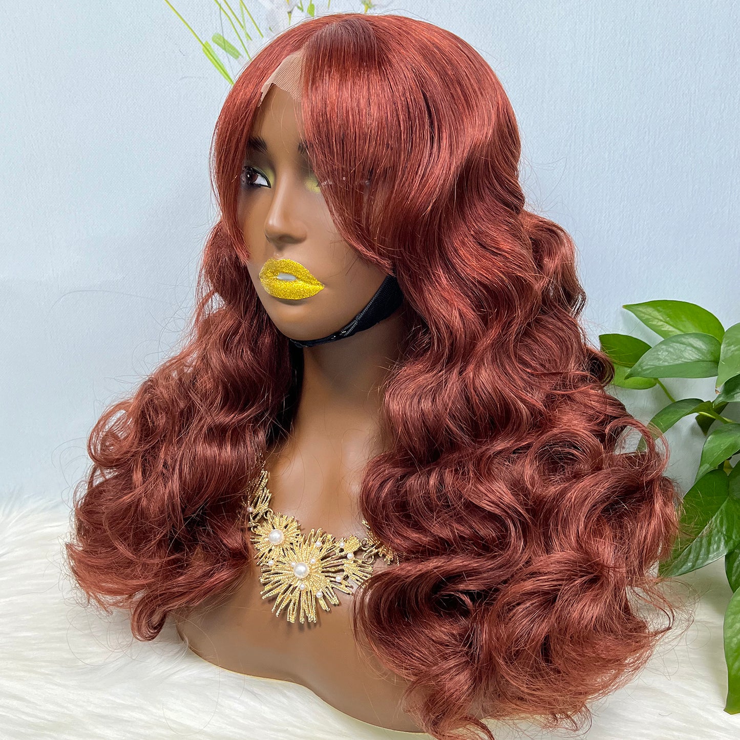 Fringe Double Drawn 5x5 Glueless Lace Wig Loose Wave Human Hair Wigs Brown Color 4# 20inch
