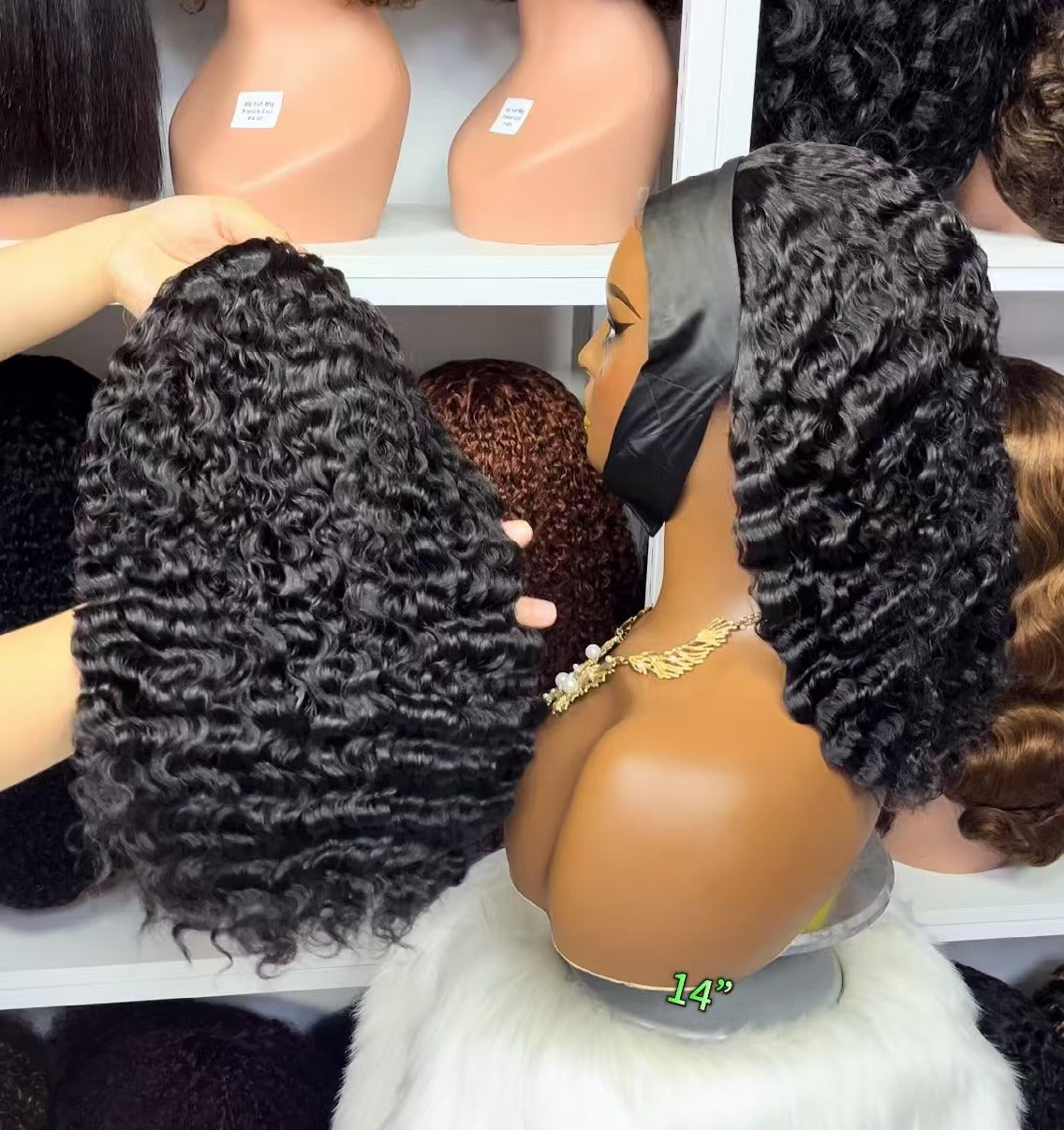 Headbands Wig Italian Curl Curly  Human Hair Wigs Natural Color 12"-32"