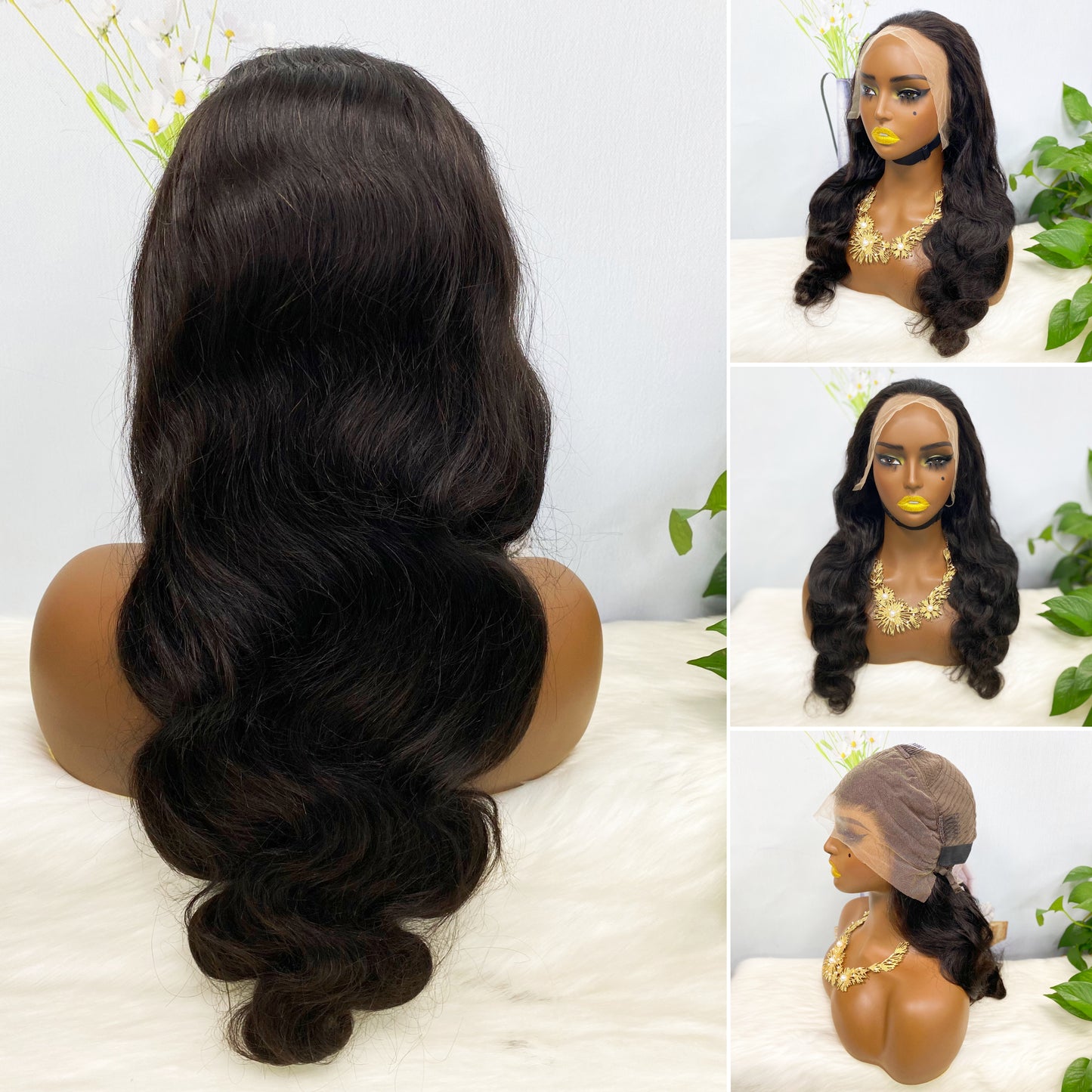 13*4 Lace Wig Body Wave Natural Virgin Human Hair Lace Wigs Color NC 200% Density