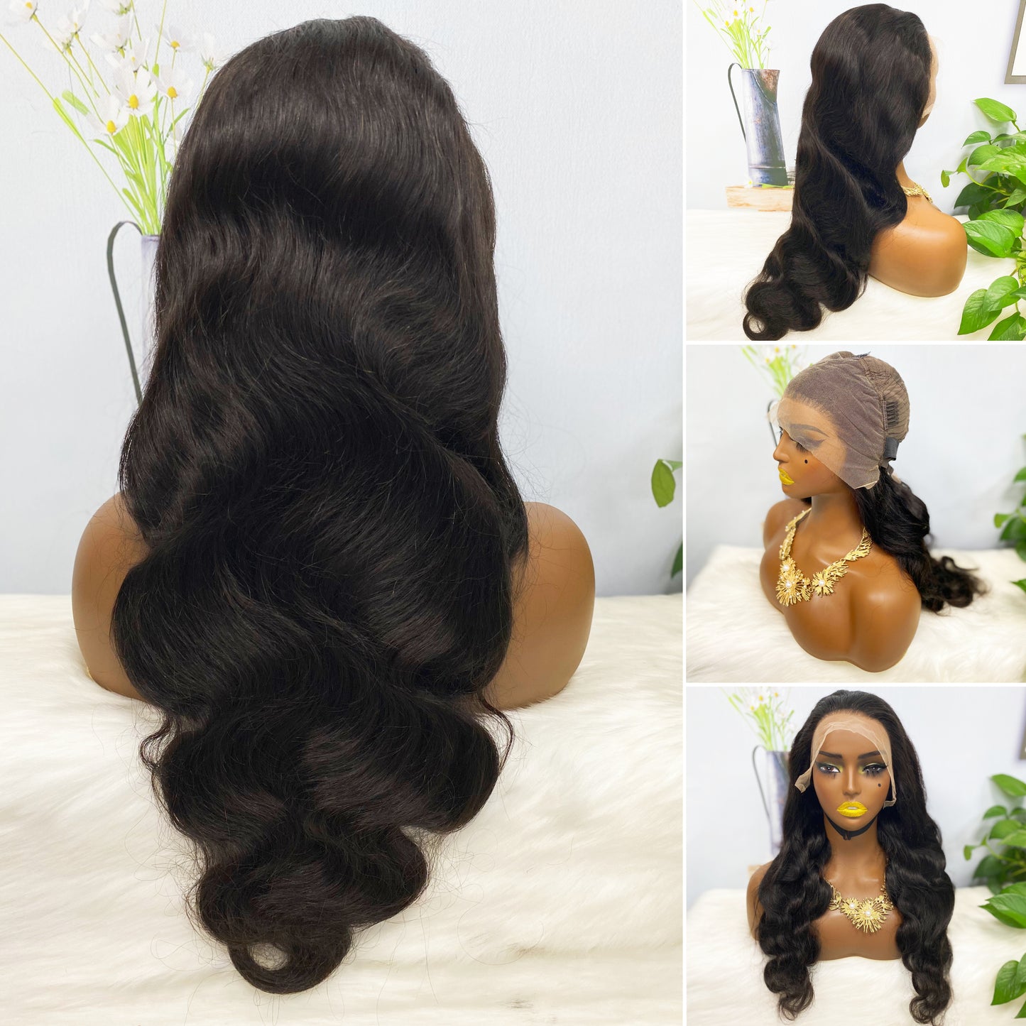 13*4 Lace Wig Body Wave Natural Virgin Human Hair Lace Wigs Color NC 200% Density