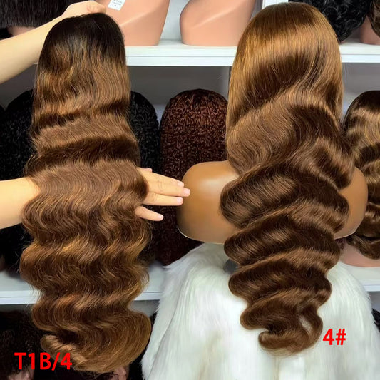 Color 13x4 Lace Wig Body Wave Human Hair Wigs Ombre Color T1B/4 18"-30"