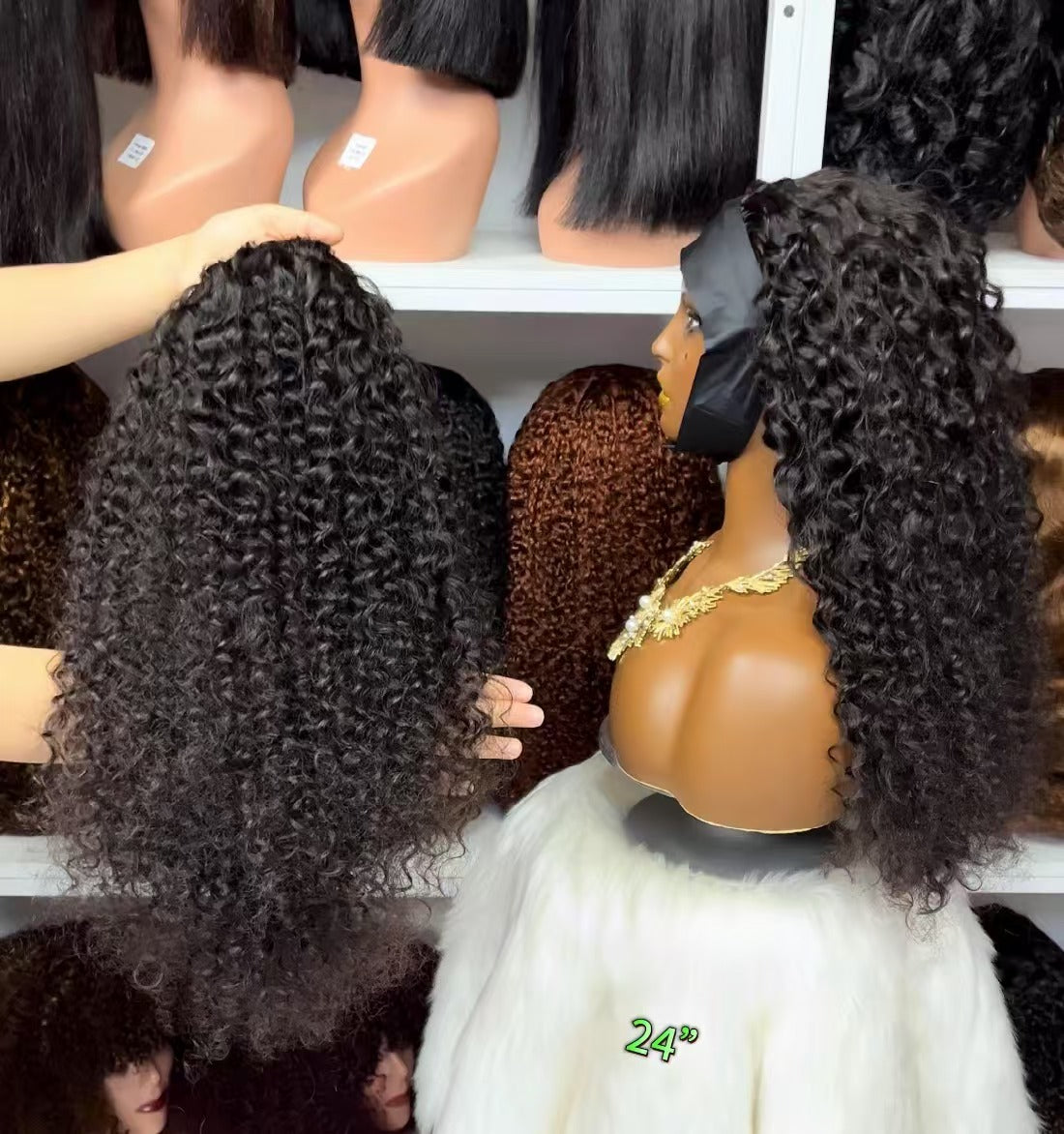 Headbands Wig Italian Curl Curly  Human Hair Wigs Natural Color 12"-32"