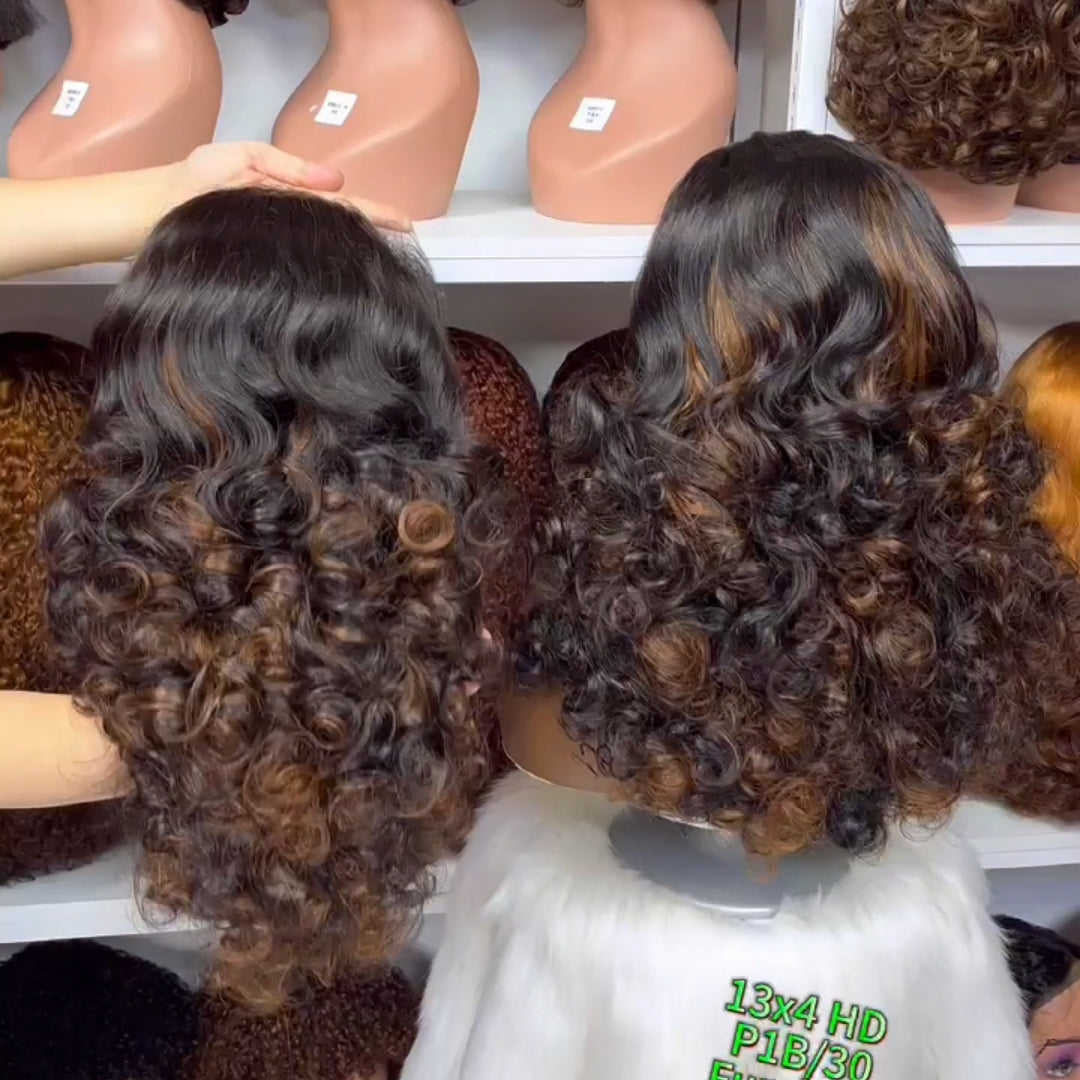 DD 13*4 HD Lace Wig Fumi  Natural Human Hair Lace Wigs Color P1B/30# 22"