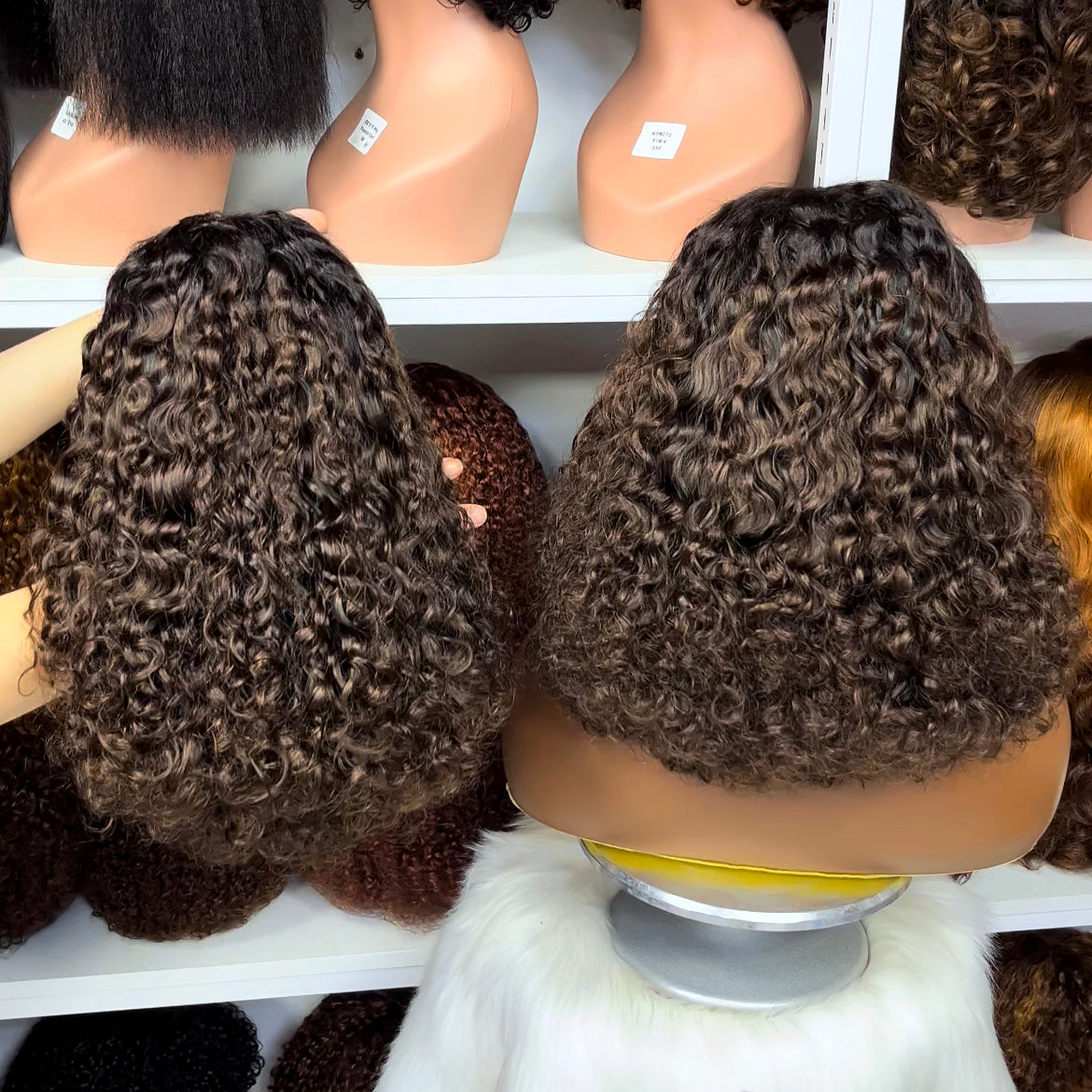 Double Drawn 5x5 Glueless Lace Wig Roma Curl Curly Human Hair Wigs 14" Ginger Color