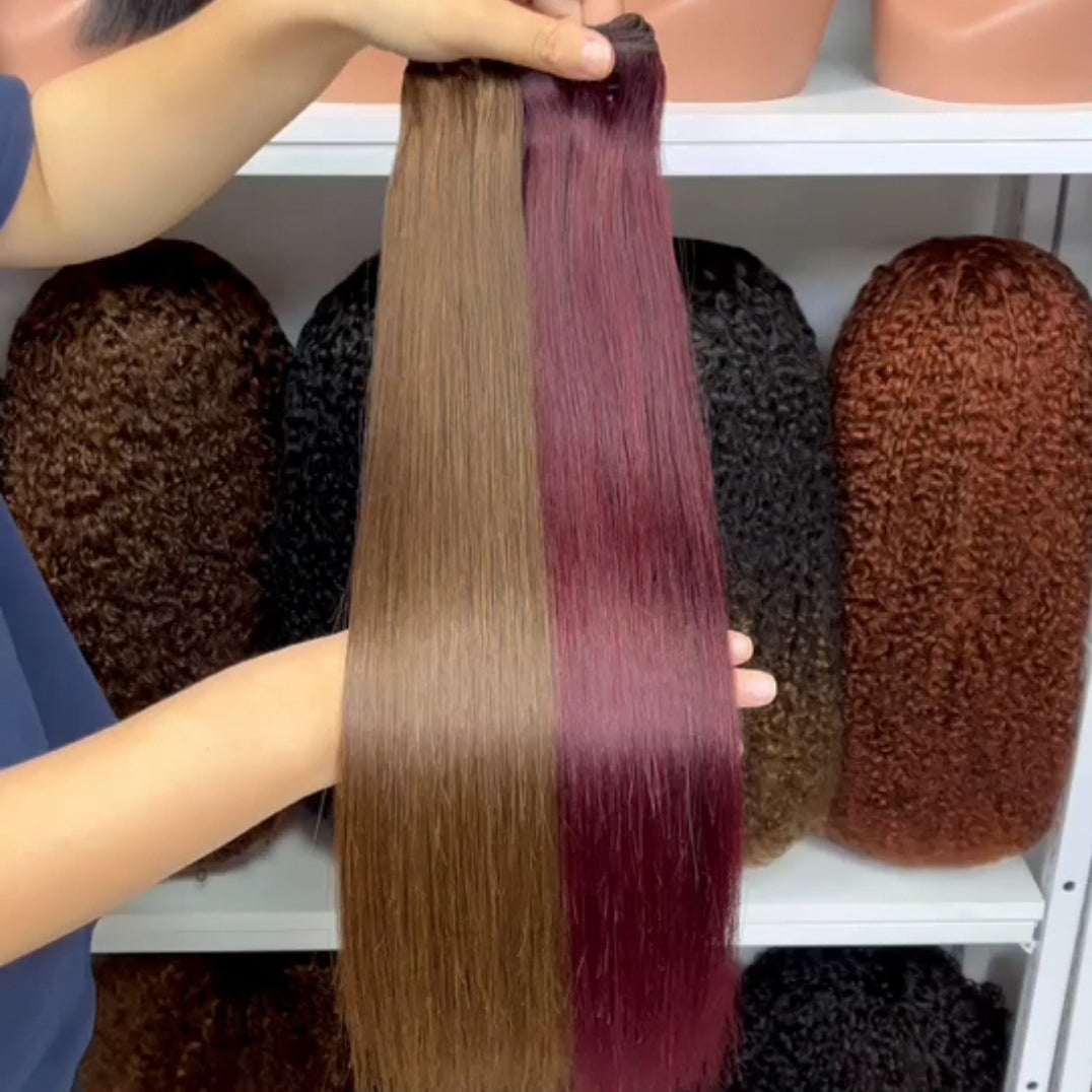 Super Double Drawn Bone Straight Vietnamese Human Hair Bundle Color 4# 99J 8"-22"