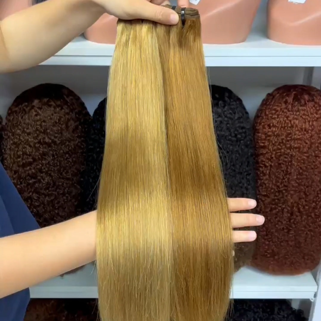 Super Double Drawn Bone Straight Vietnamese Human Hair Bundle Color 4# 99J 8"-22"