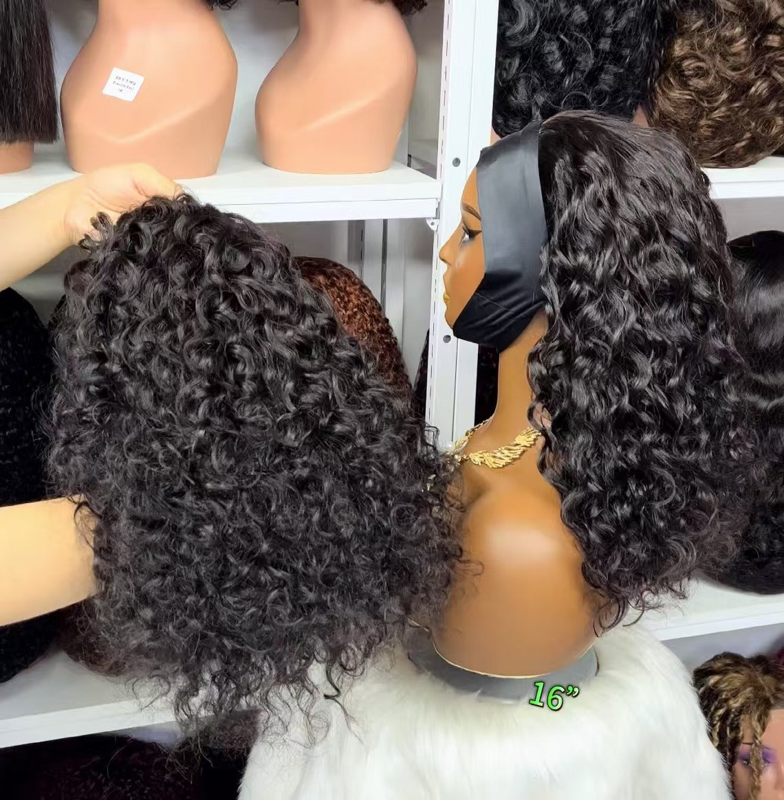 Headbands Wig Italian Curl Curly  Human Hair Wigs Natural Color 12"-32"