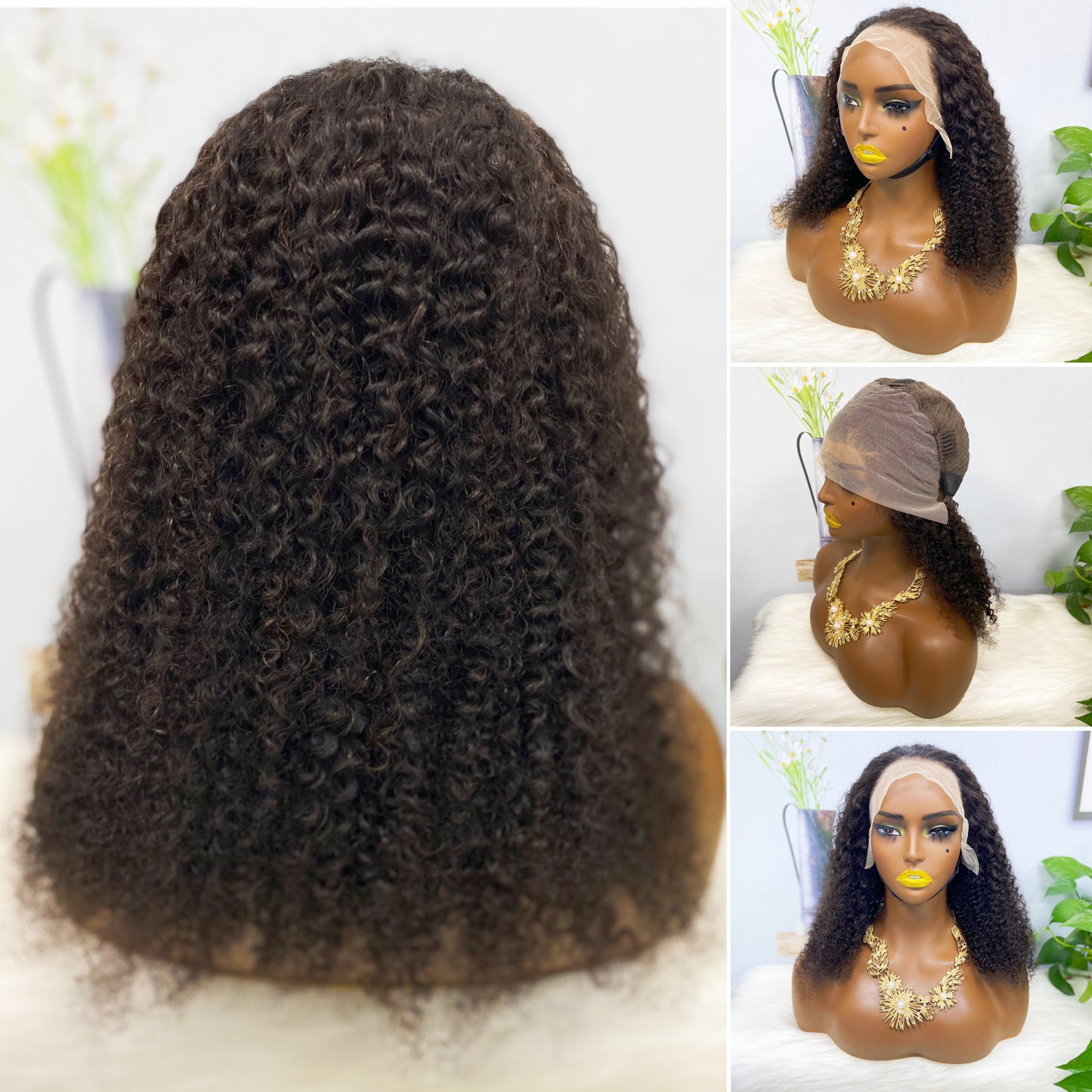 13*4 perruque de dentelle Jerry Curl couleur naturelle vierge perruques de cheveux humains 200% densité couleur NC