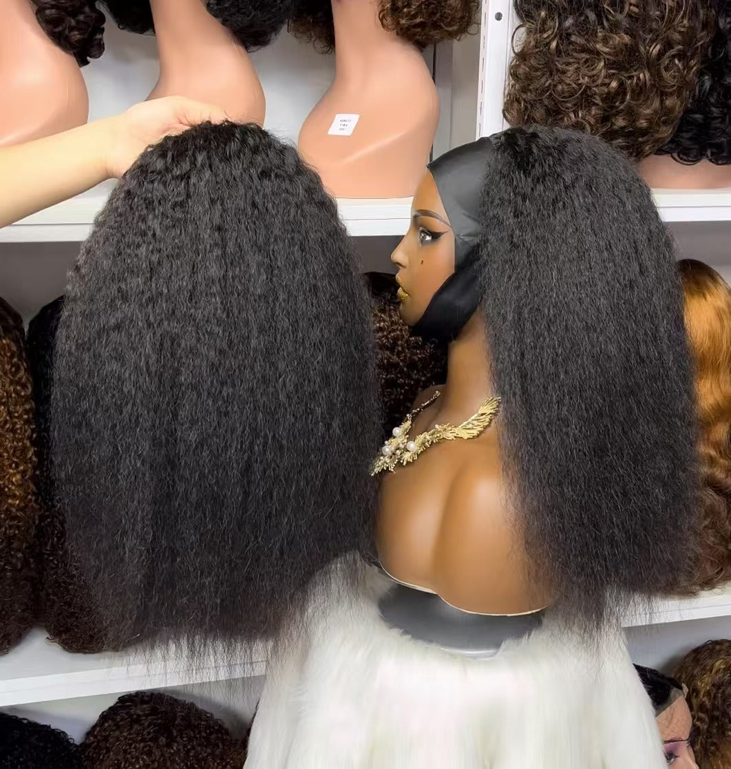 Headbands Wig Italian Curl Curly  Human Hair Wigs Natural Color 12"-32"