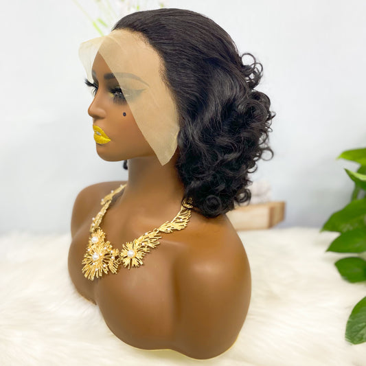 DD 13*4 Lace Wig Fumi  Natural Human Hair Lace Wigs Color 1B 250% Density 12inch