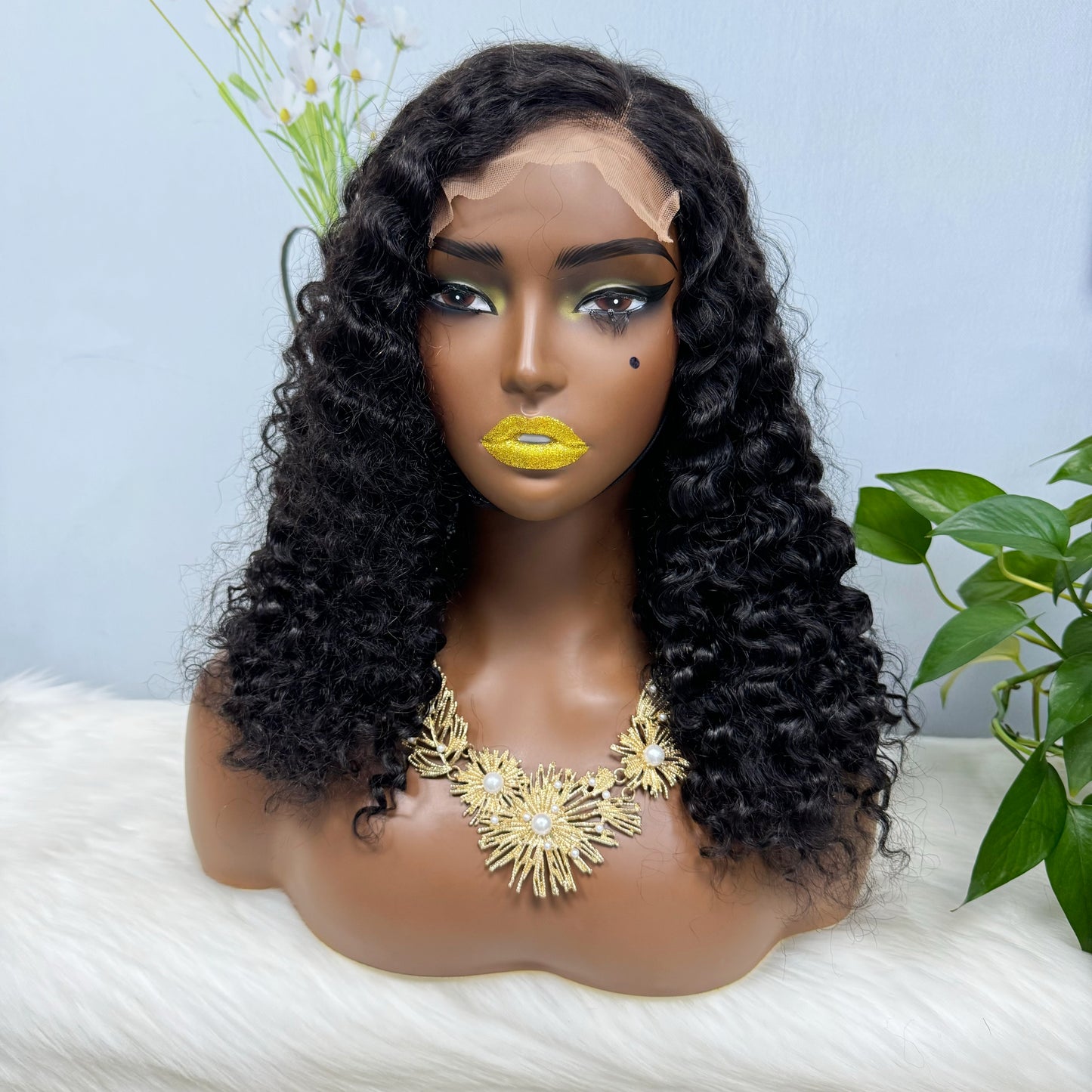 Double Drawn 5*5 Glueless Wig Burmese Curl Natural Color Lace Wigs Color NC 16inch