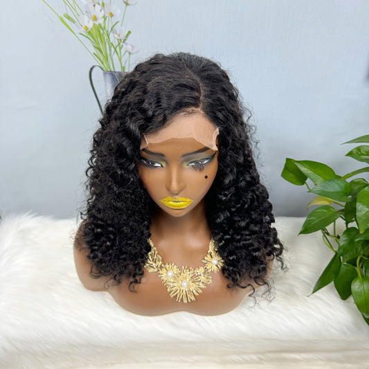 Double Drawn 5*5 Glueless Wig Burmese Curl Natural Color Lace Wigs Color NC 16inch