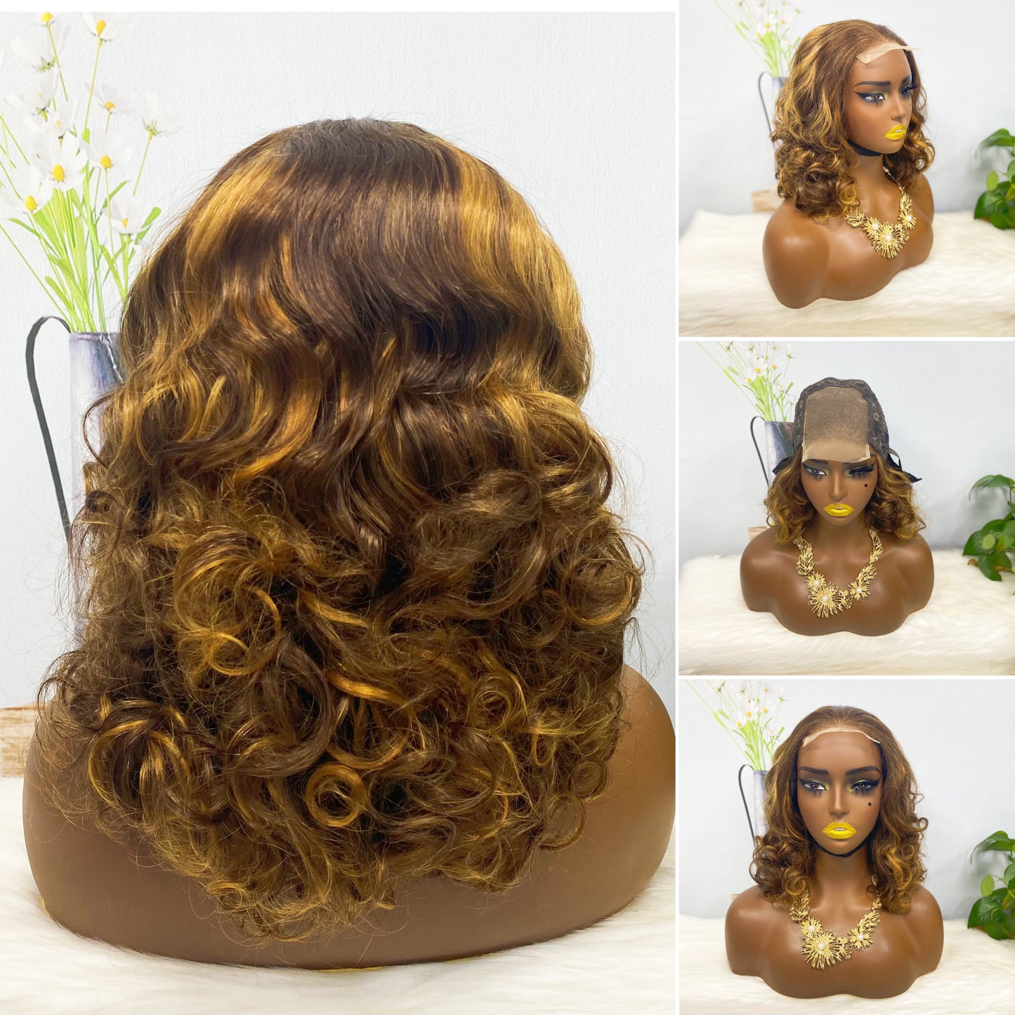 DD 4*4 Lace Wig Fumi Human Hair Wig Color P4/27# 250% Density