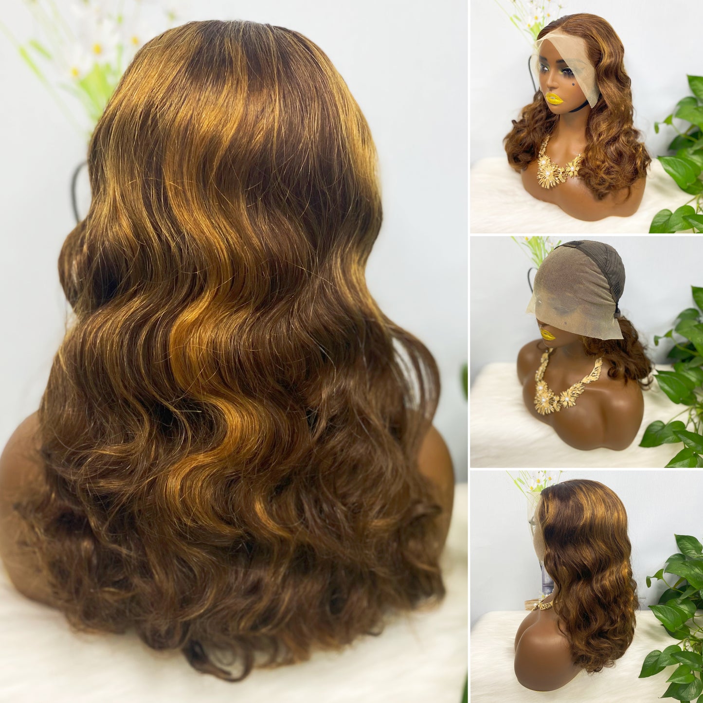 DD 13*4 Lace Wig Loose Body Wave Natural Virgin Human Hair Lace Wigs Color P4/350#  250% Density