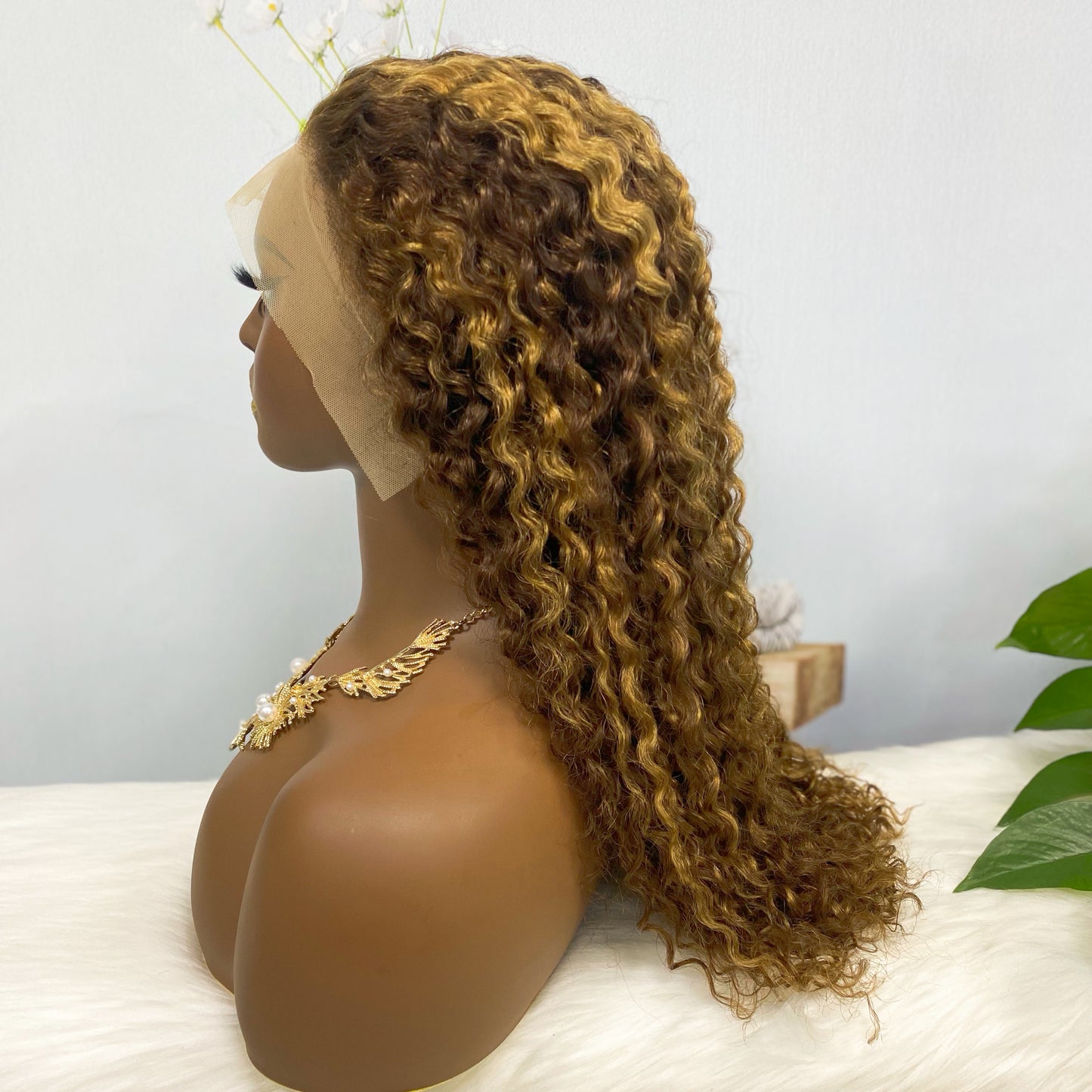 13*4 BOB Wig Water Wave  Natural Human Hair Lace Wigs Color P4/30# 250% Density