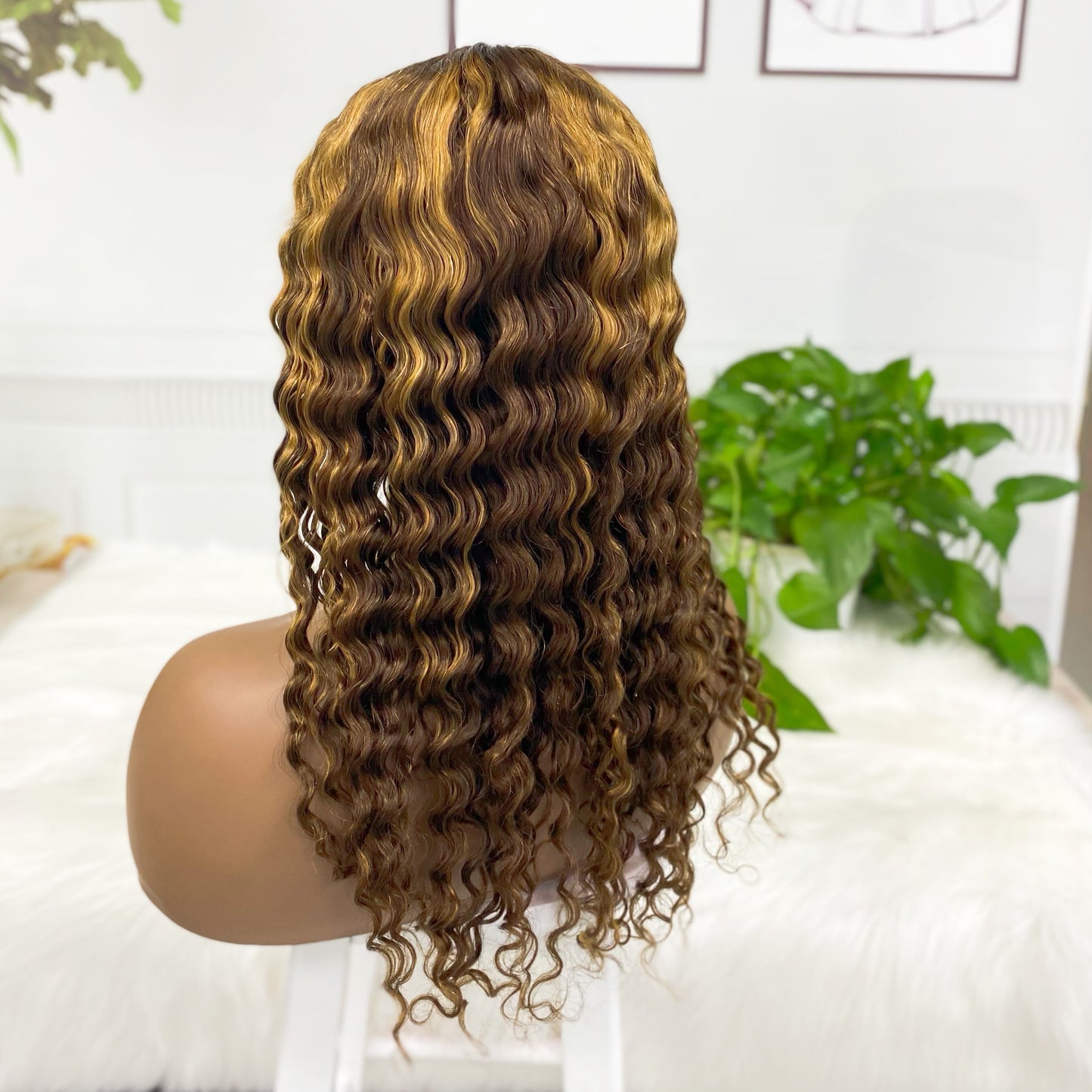 T Lace Wig Deep Wave Natural Human Hair Lace Wigs Color P4/27#