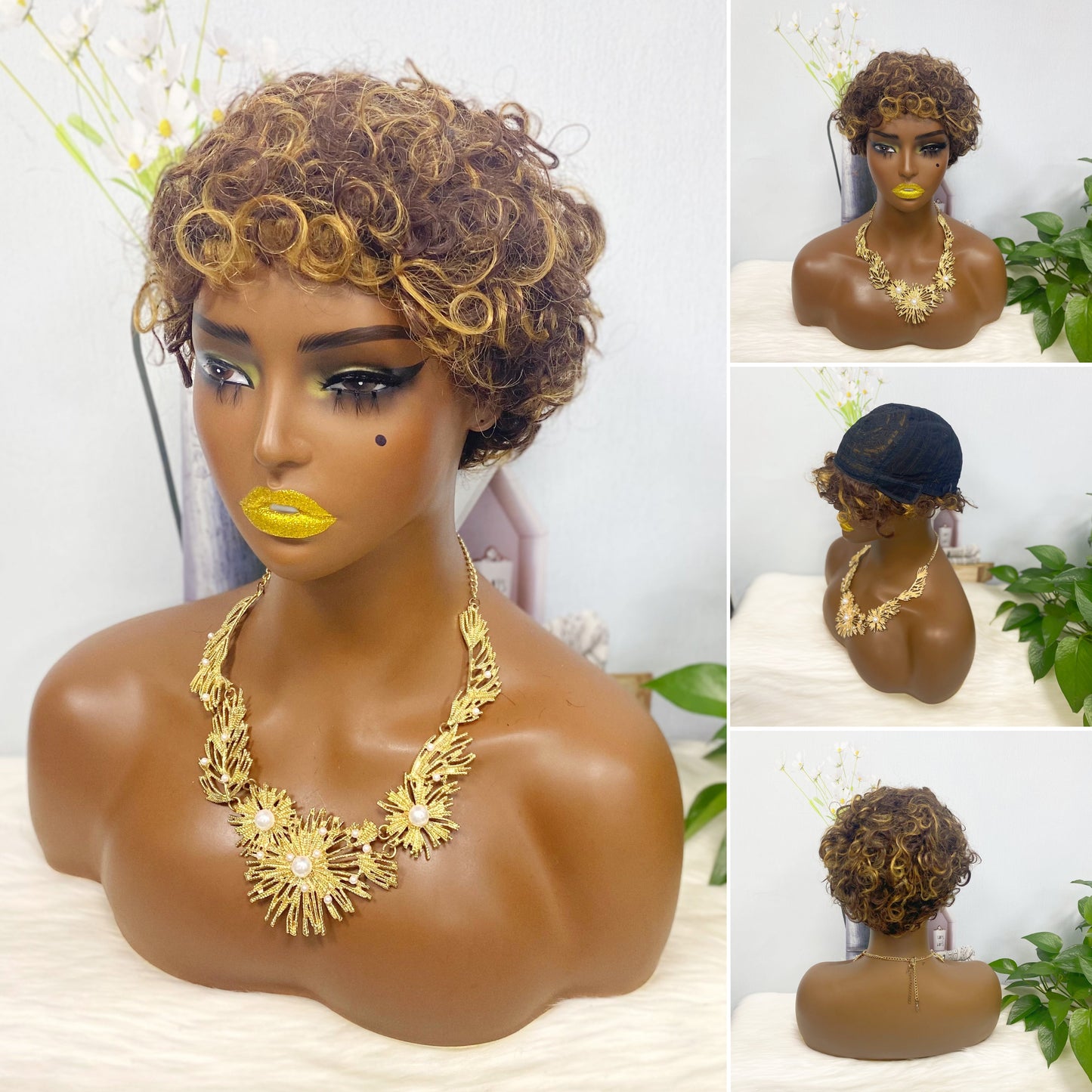 Machine Human Hair Wig Natural Hair Wig 026 Color P4/30#