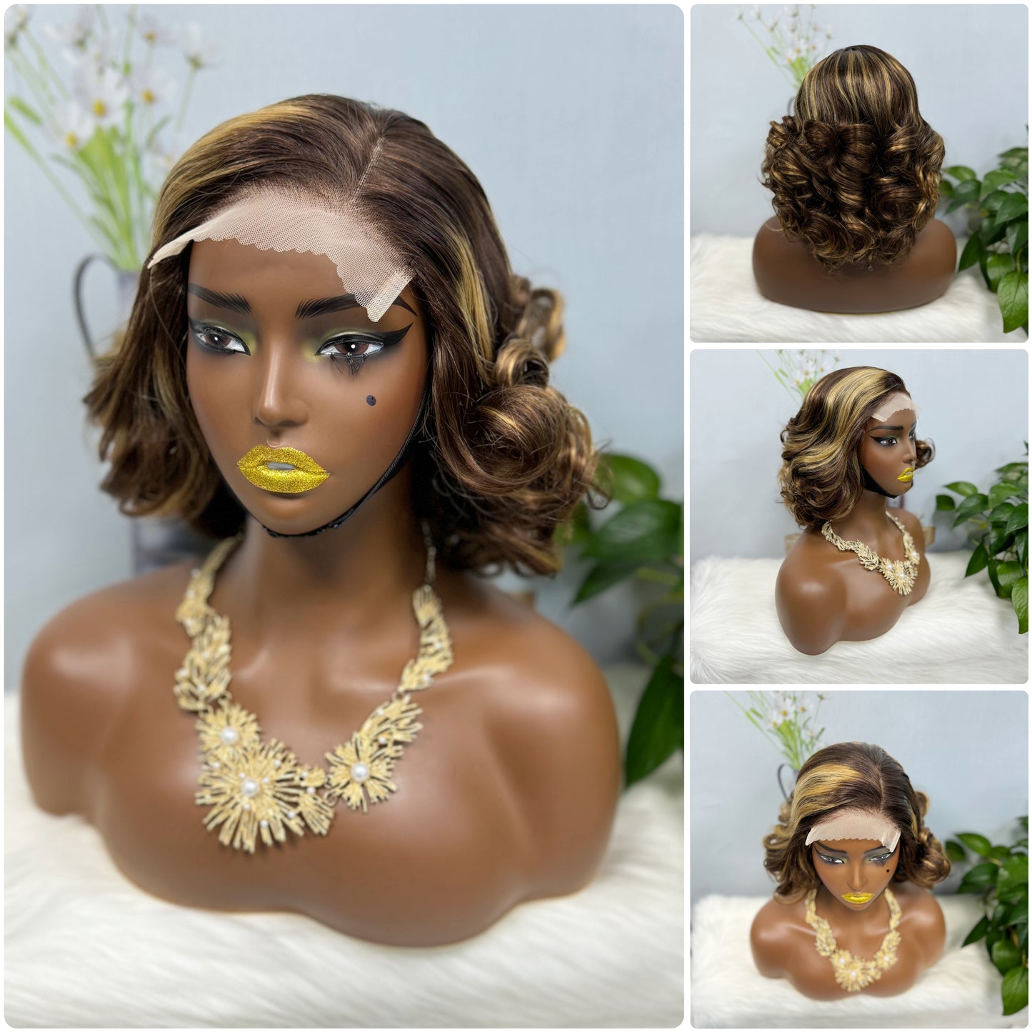 DD 5*5 Wig Bouncy Natural Human Hair Lace Wigs Color 33# 12inches