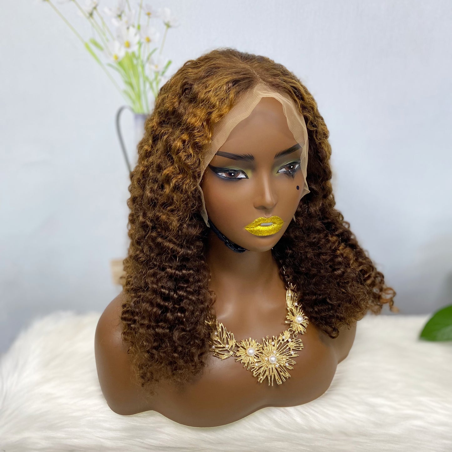 DD 13*4  Wig Human Hair Burmese Curl Color P4/30#