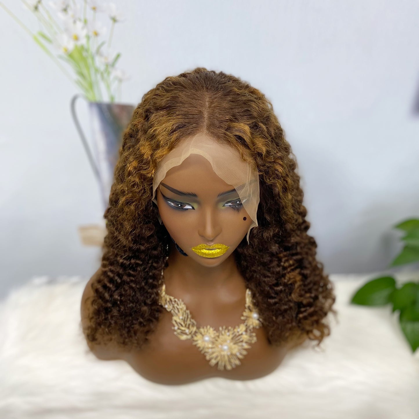 DD 13*4  Wig Human Hair Burmese Curl Color P4/30#