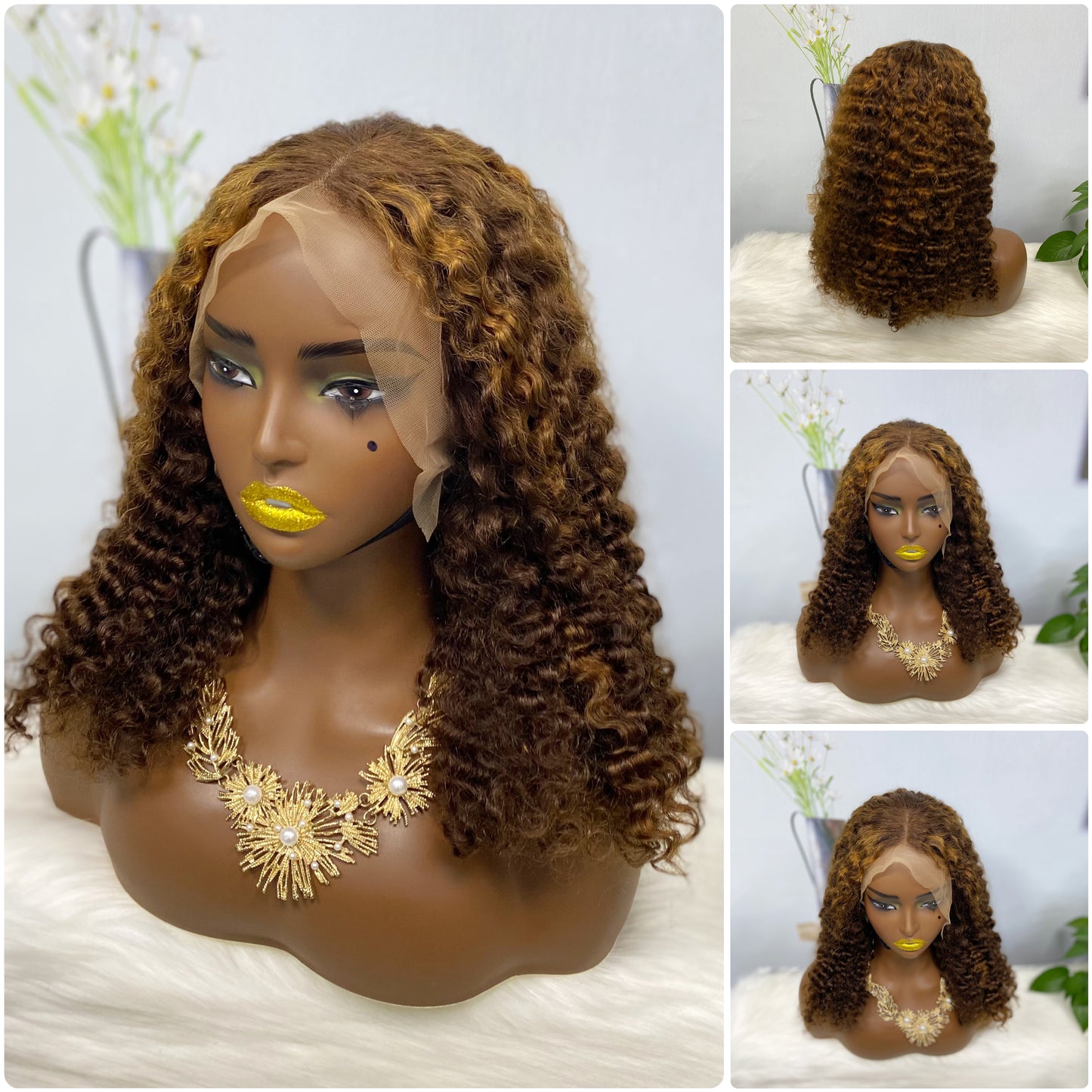 DD 13*4  Wig Human Hair Burmese Curl Color P4/30#