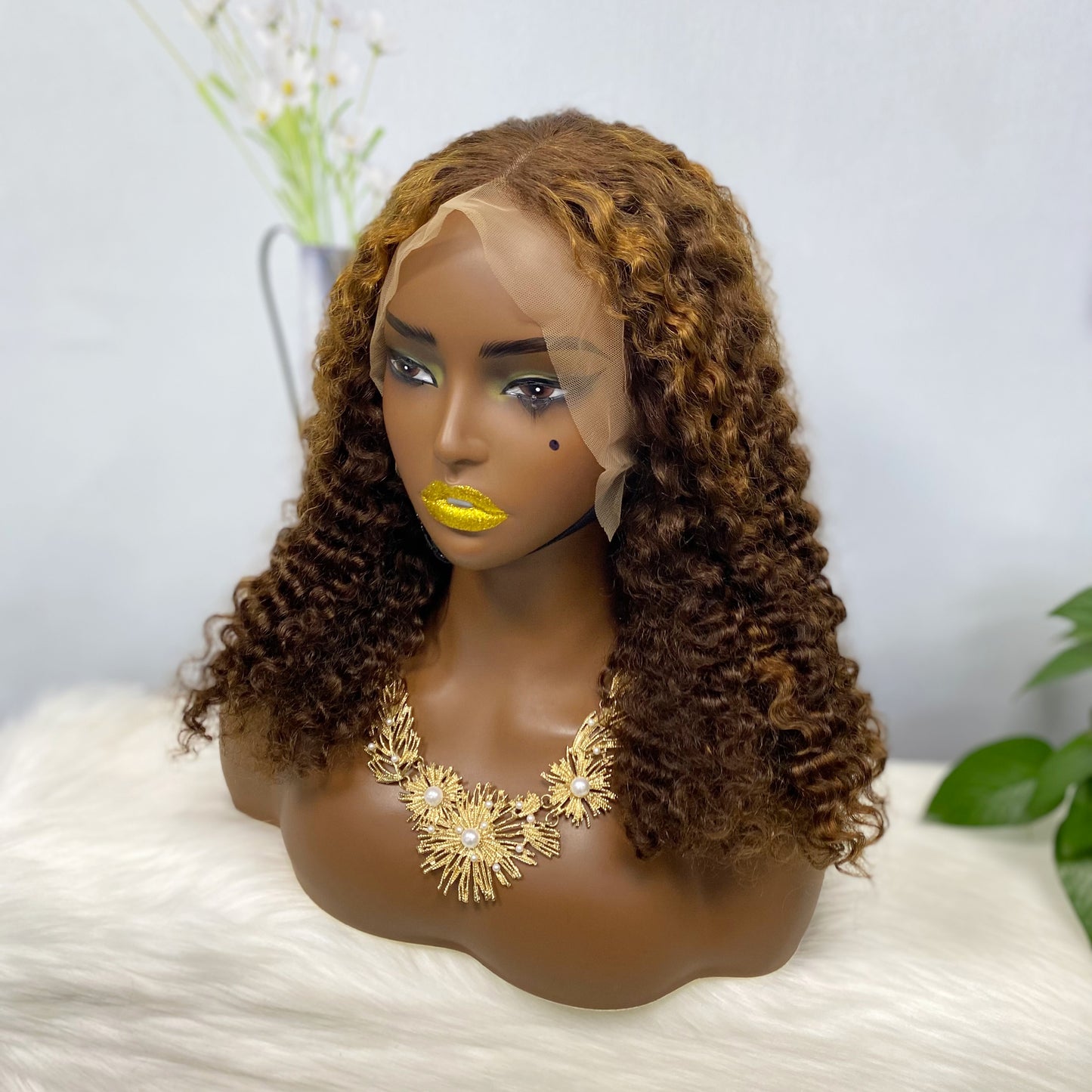 DD 13*4  Wig Human Hair Burmese Curl Color P4/30#