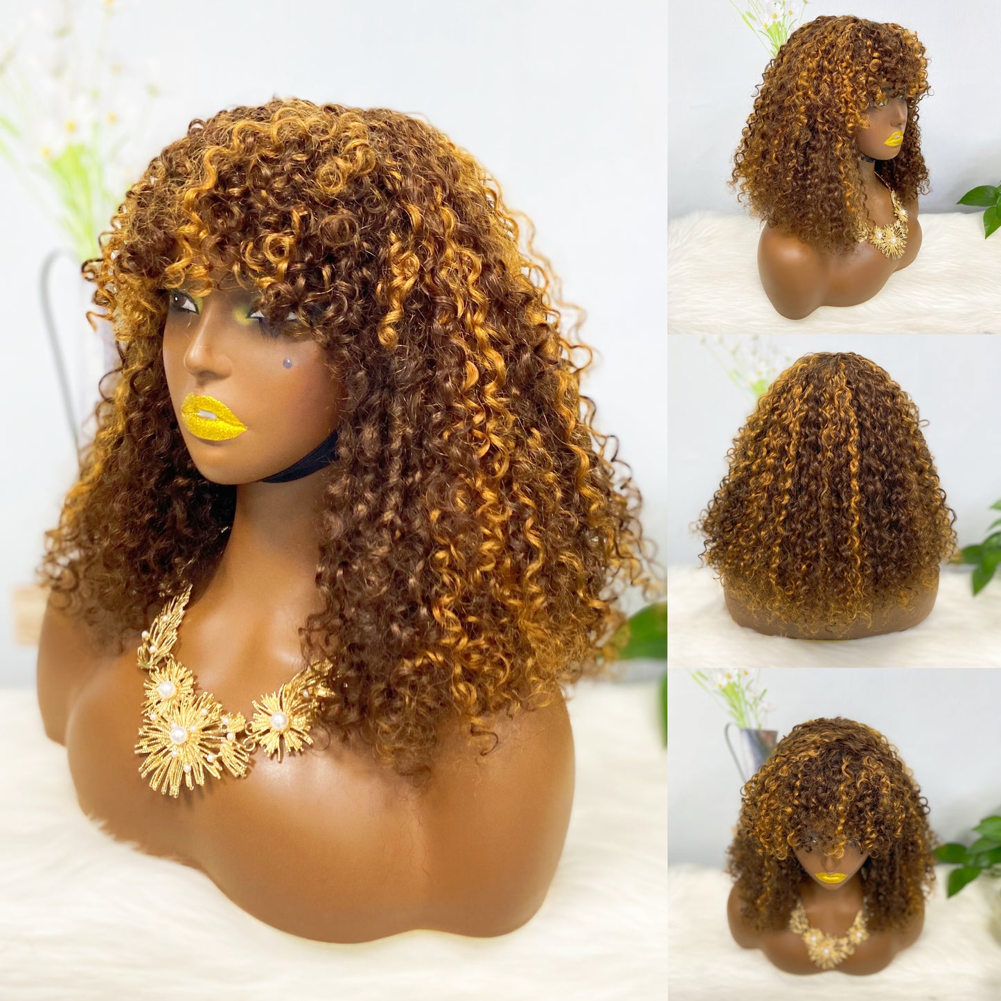 Fringe DD Wig Machine Human Hair Pixie Curly Wig Color NC