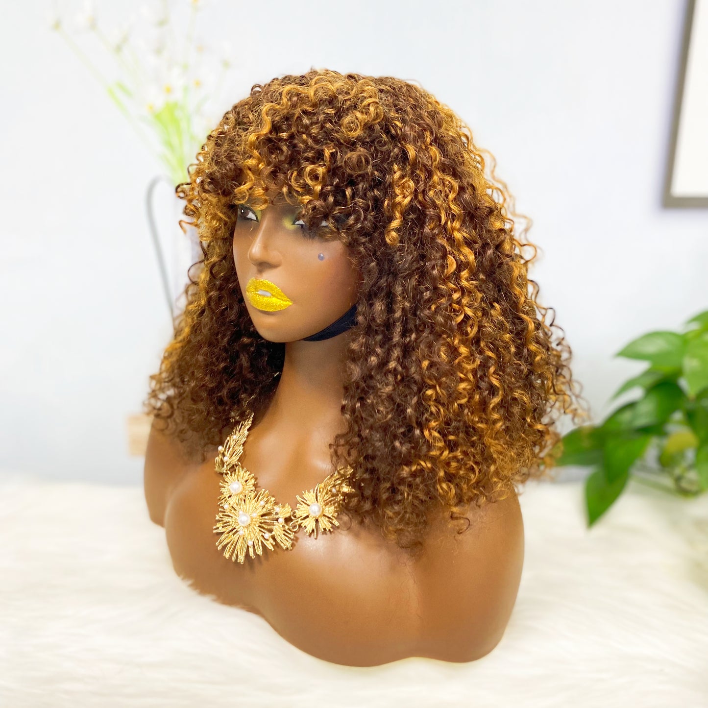 Fringe DD Wig Machine Human Hair Pixie Curly Wig Color P4/30