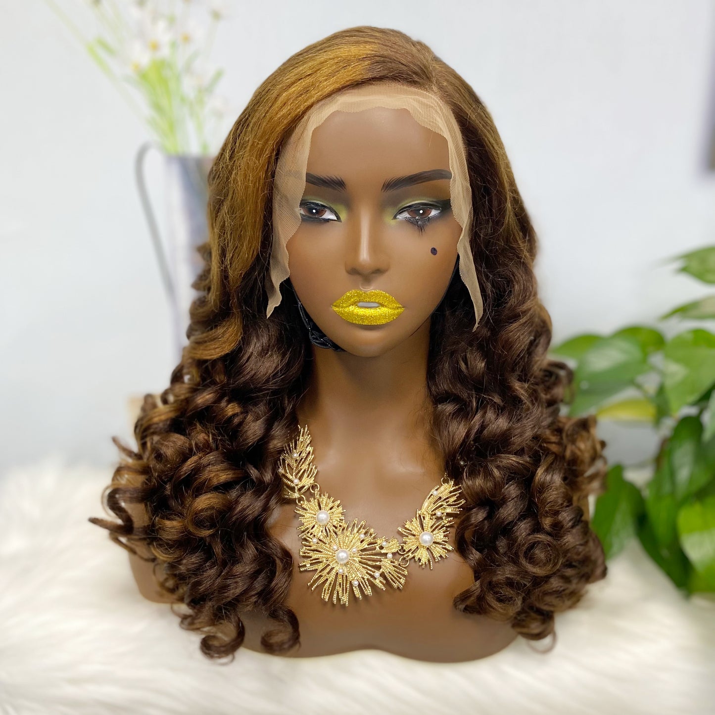 Double Drawn 13*4 Lace Wig Loose Curl Natural Human Hair Lace Wig Color P4/30# 250% Density