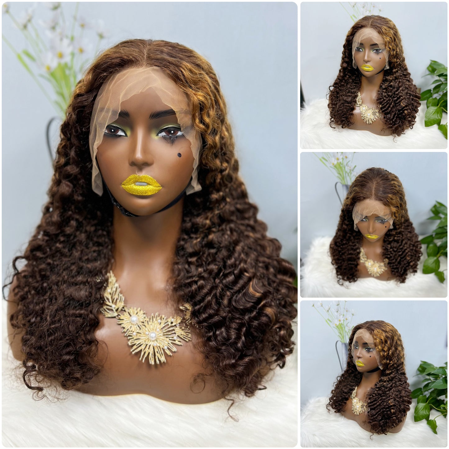 DD 13*4  Wig Human Hair Burmese Curl Color P4/30#