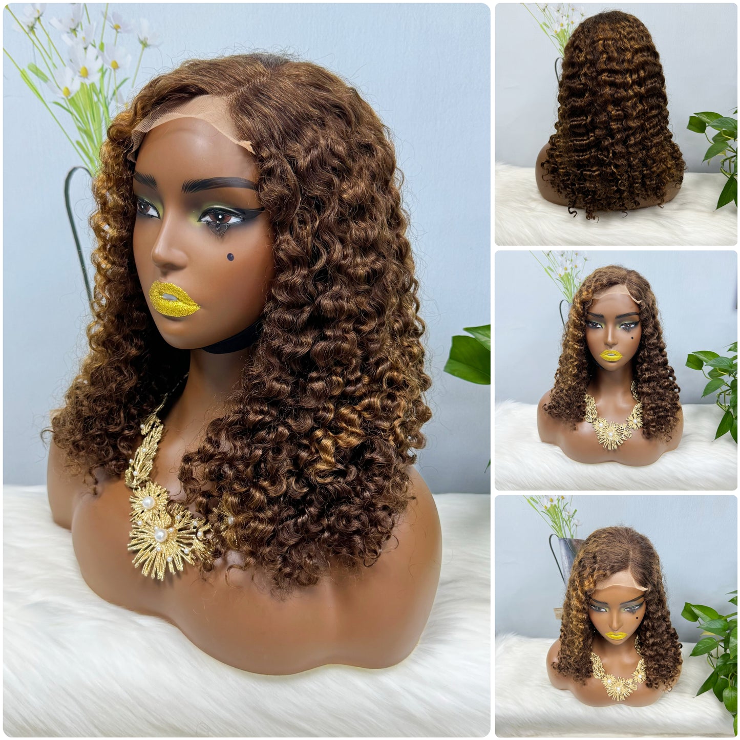 Double Drawn 5*5 Glueless Wig Burmese Curl Natural Color Lace Wigs Color NC 16inch