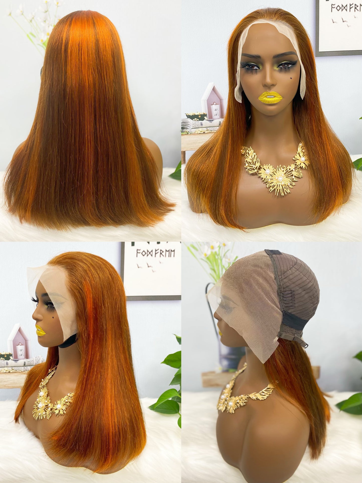 Double Drawn 13*4 BoB Straight  Wigs Color P4/350# 250% Density