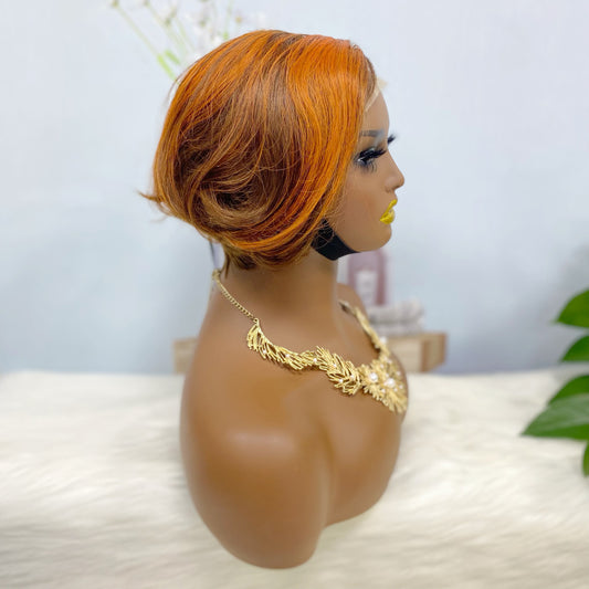 4*4 Wig Pixie Cut  Human Hair Wig Color P4/350#