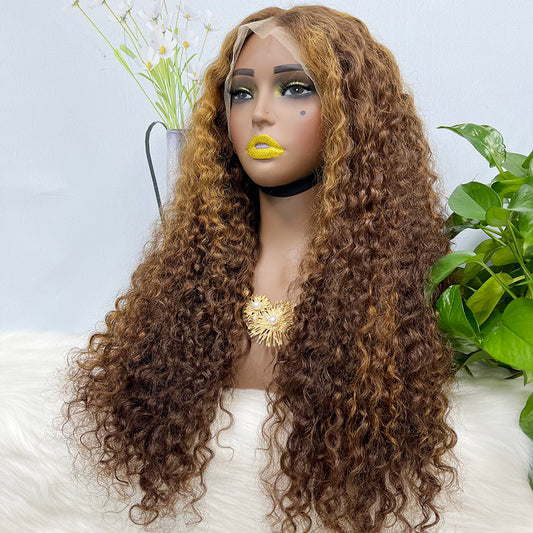 Double Drawn 13*4  Lace Wig Water Wave Natural Virgin Human Hair Wig Color P4/27#