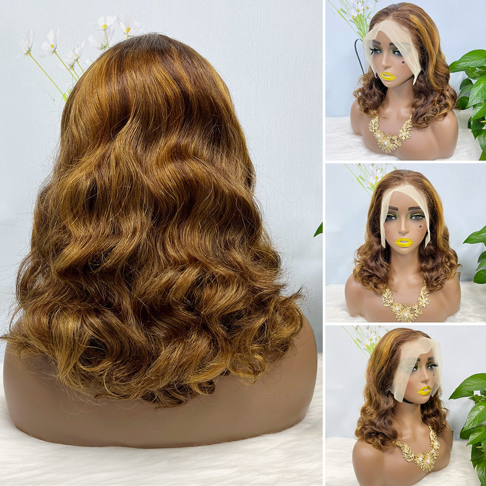 DD 13*4 Lace Wig Loose Body Wave Natural Virgin Human Hair Lace Wigs Color P4/350#  250% Density