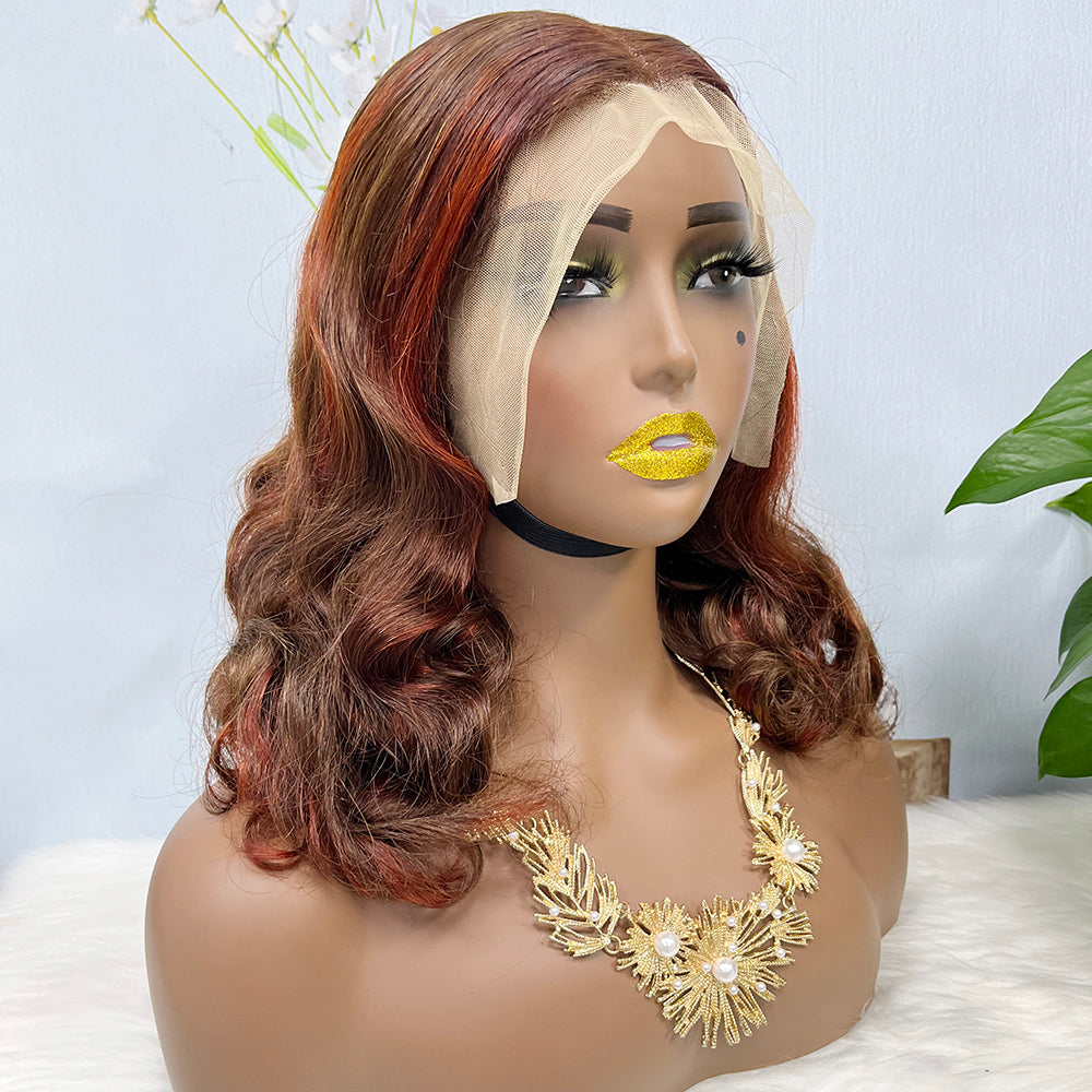 DD 13*4 Lace Wig Loose Body Wave Natural Virgin Human Hair Lace Wigs Color P4/350#  250% Density