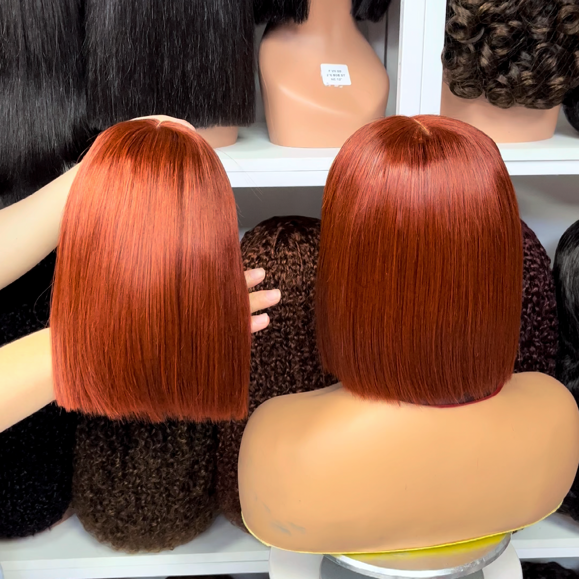 Super Double Drawn 5x5 Glueless Bob Wig Human Hair Lace Wigs Ombre Color T1B/2 12"