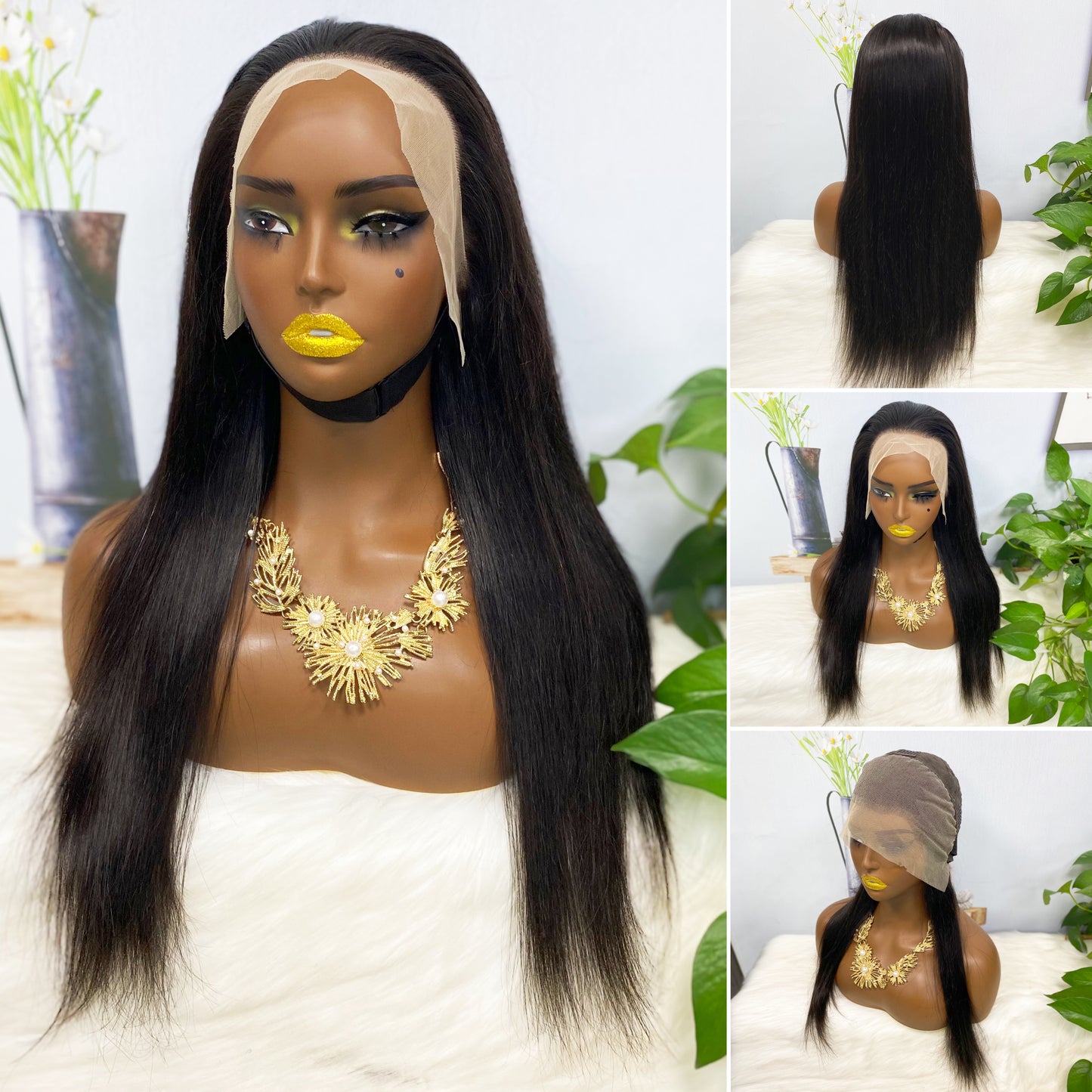 13*4 Lace Wig Straight Natural Color Virgin Human Hair Wigs 200% Density Color NC