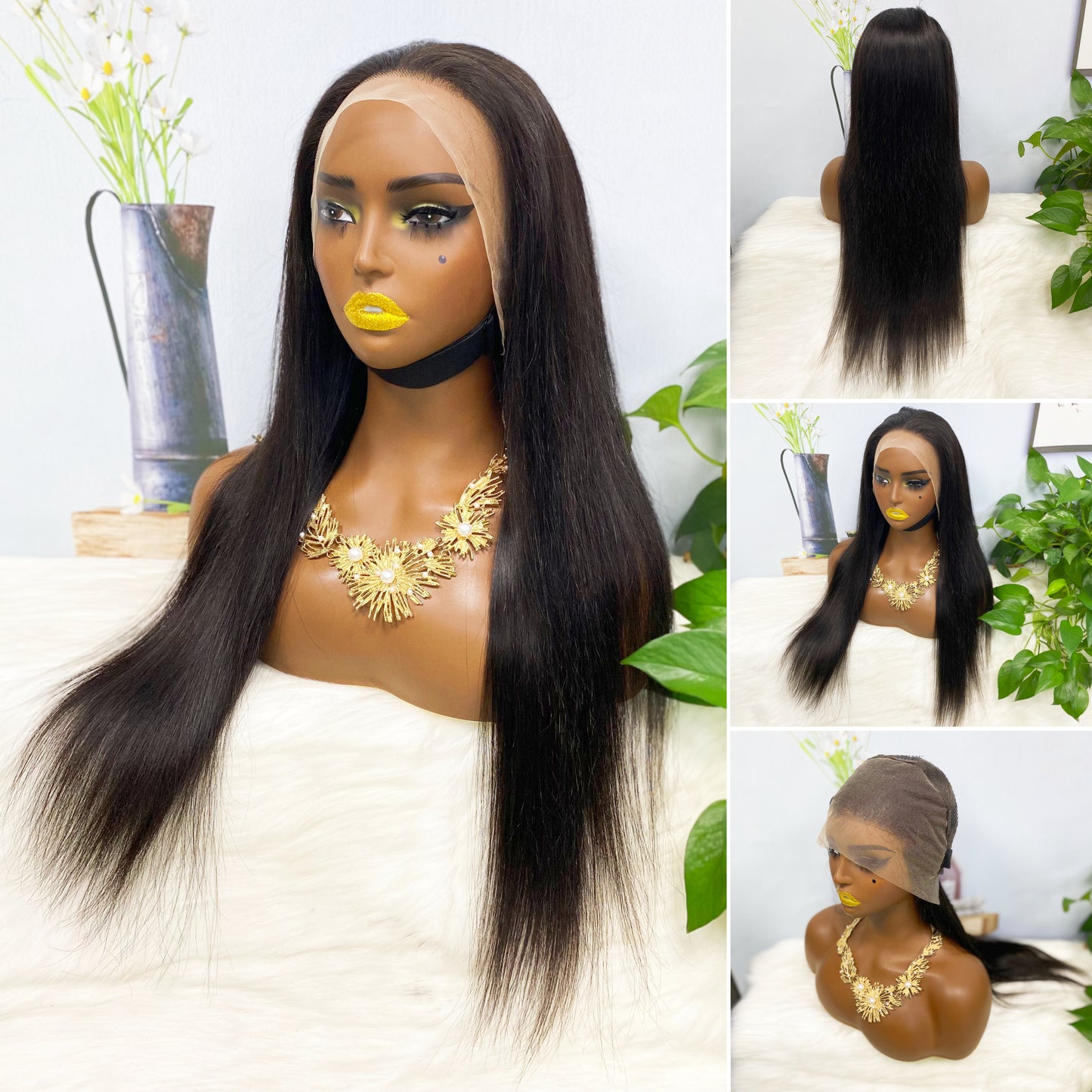 13*4 Lace Wig Straight Natural Color Virgin Human Hair Wigs 200% Density Color NC