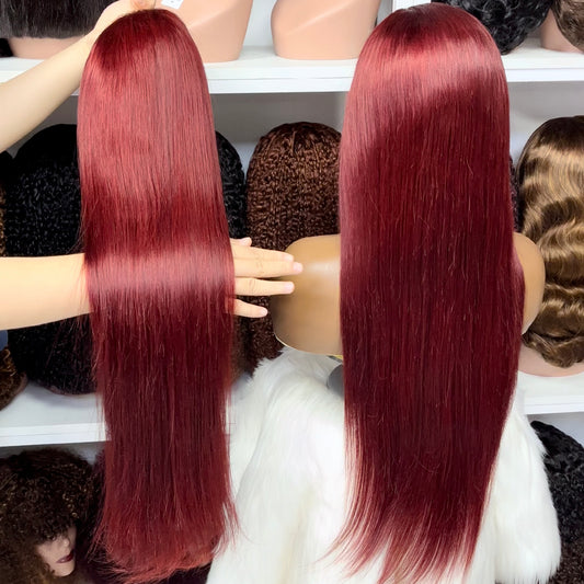 Color 13x4 Lace Wig Straight Human Hair Wigs Color 33# 18"-30"