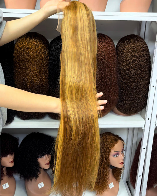 Color 13x4 Lace Wig Straight Human Hair Wigs Piano Color P4/27 18"-30"