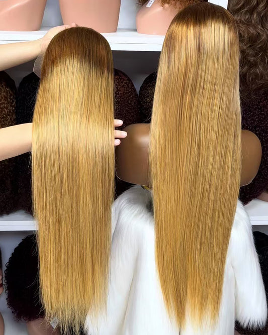 Color 13x4 Lace Wig Straight Human Hair Wigs Ombre Color T4/27 18"-30"