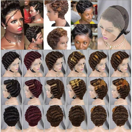 Sasson04 13x4 Lace Wig Short Style Human Hair Wigs Grey Color