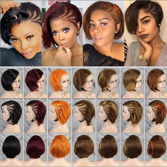 Sasson08 13x4 Lace Wig Short Style Braid Human Hair Wigs Natural Color