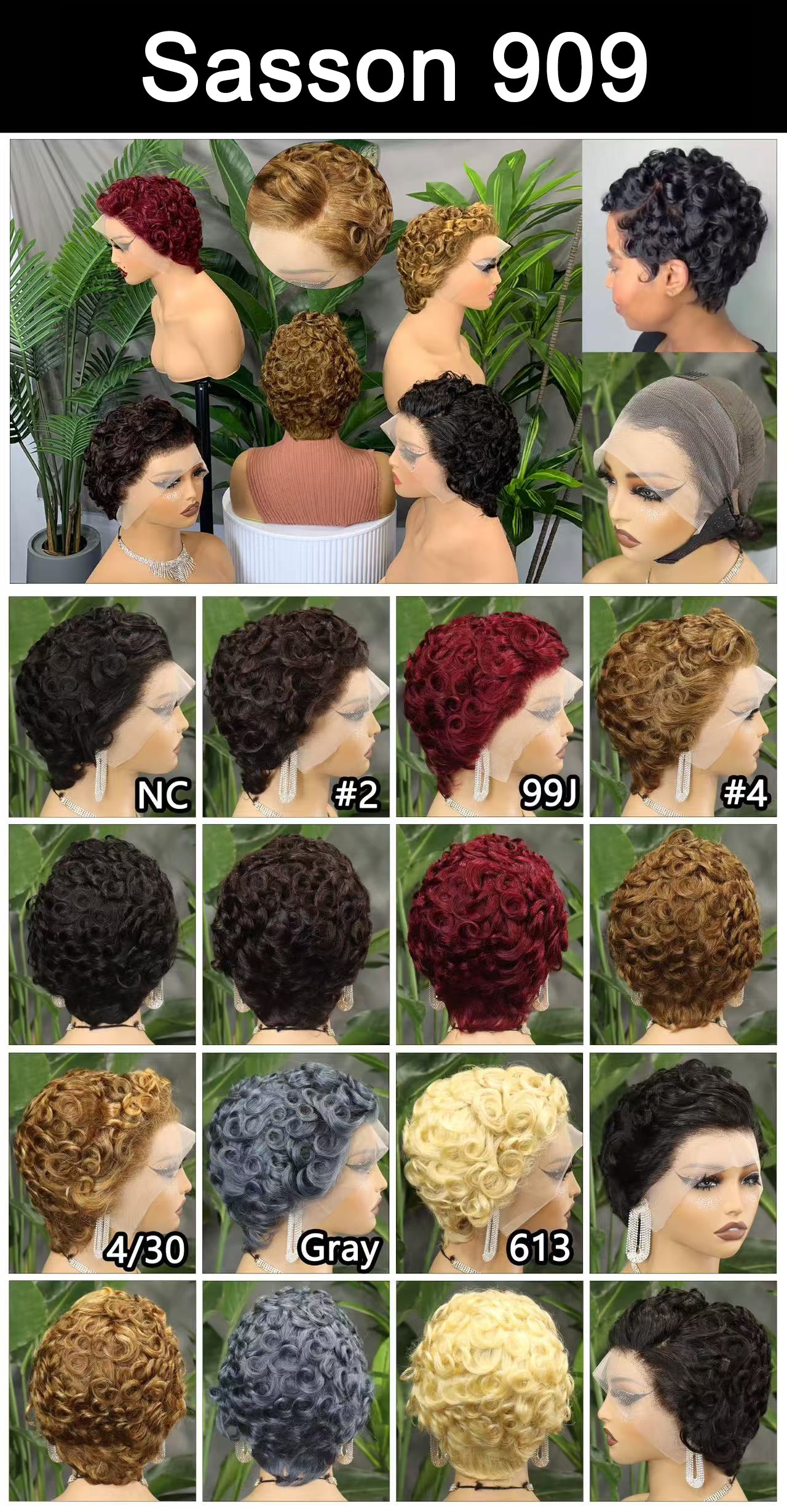 Perruque de cheveux humains Sasson04, 13x4, couleur 4/27 #