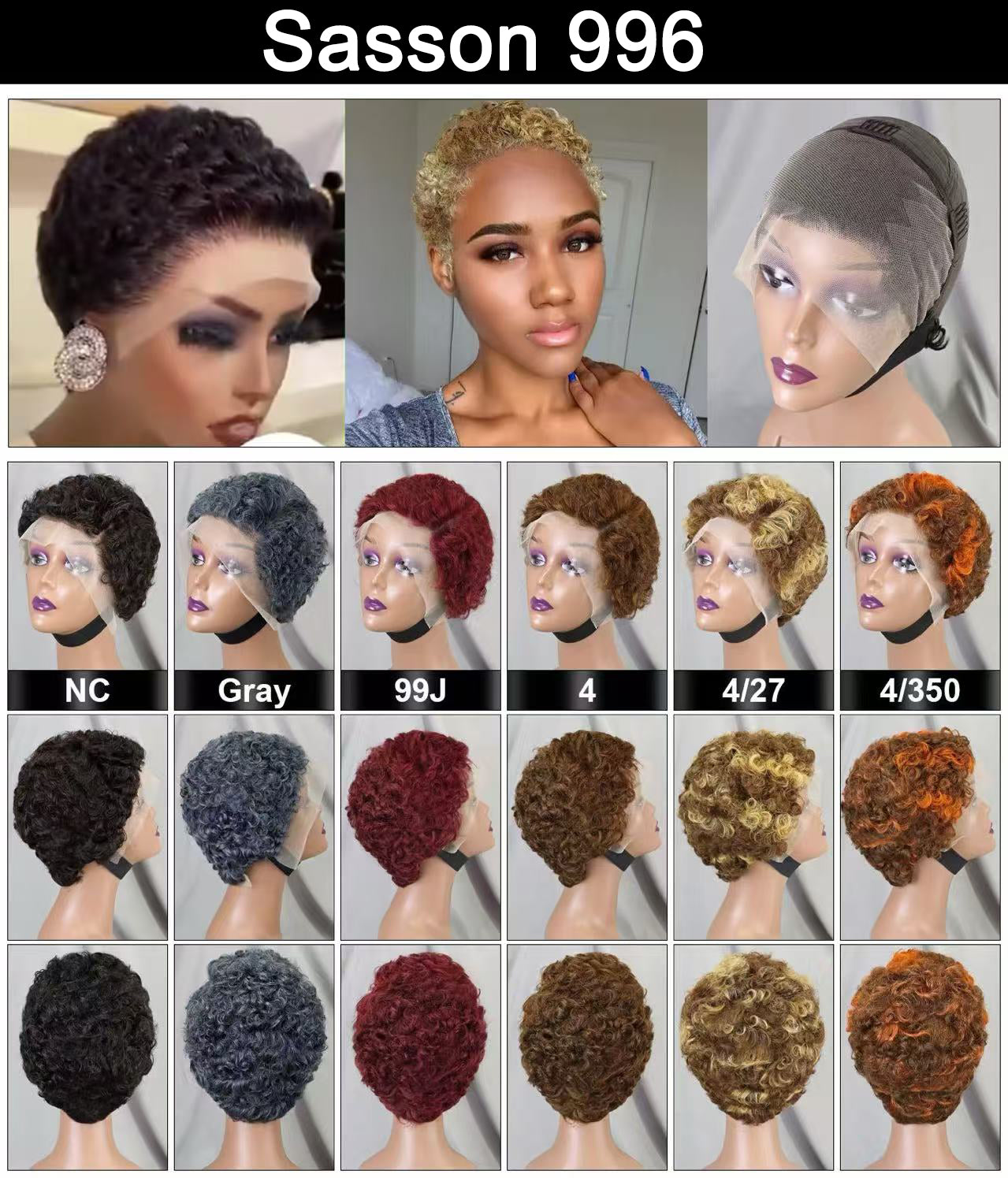 13*4 Lace Wig Sasson996 Curly Human Hair Lace Wigs Brown Color 4#