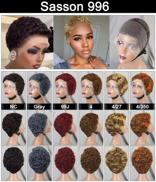 13*4 Lace Wig Sasson996 Curly Human Hair Lace Wigs Brown Color 4#