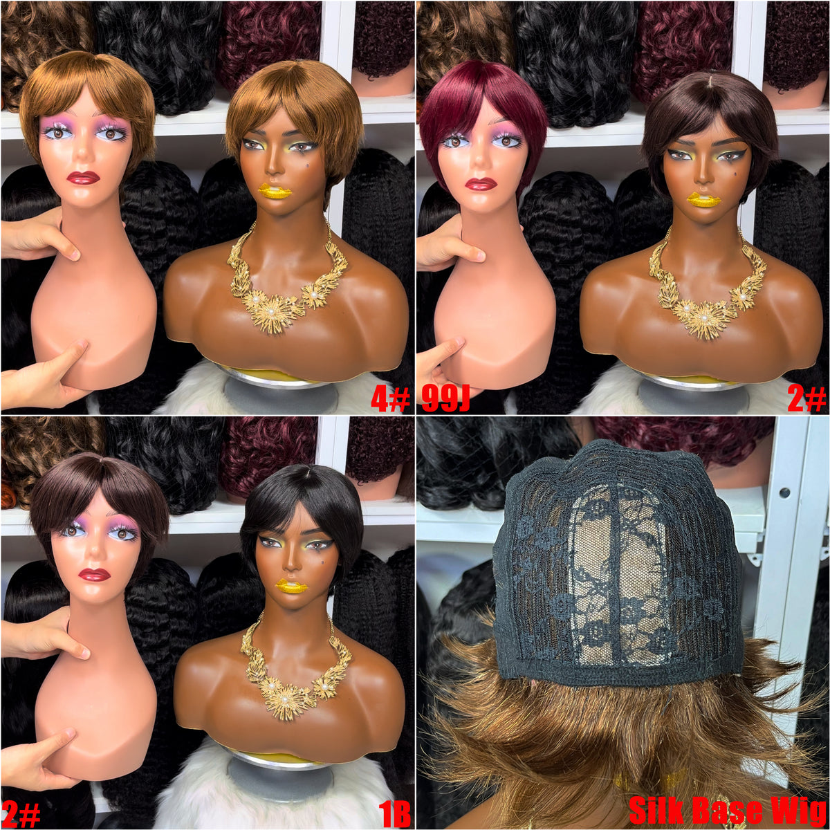 Machine Human Hair Wig Natural Hair No Lace Wigs Natural Color Silk Base Wig