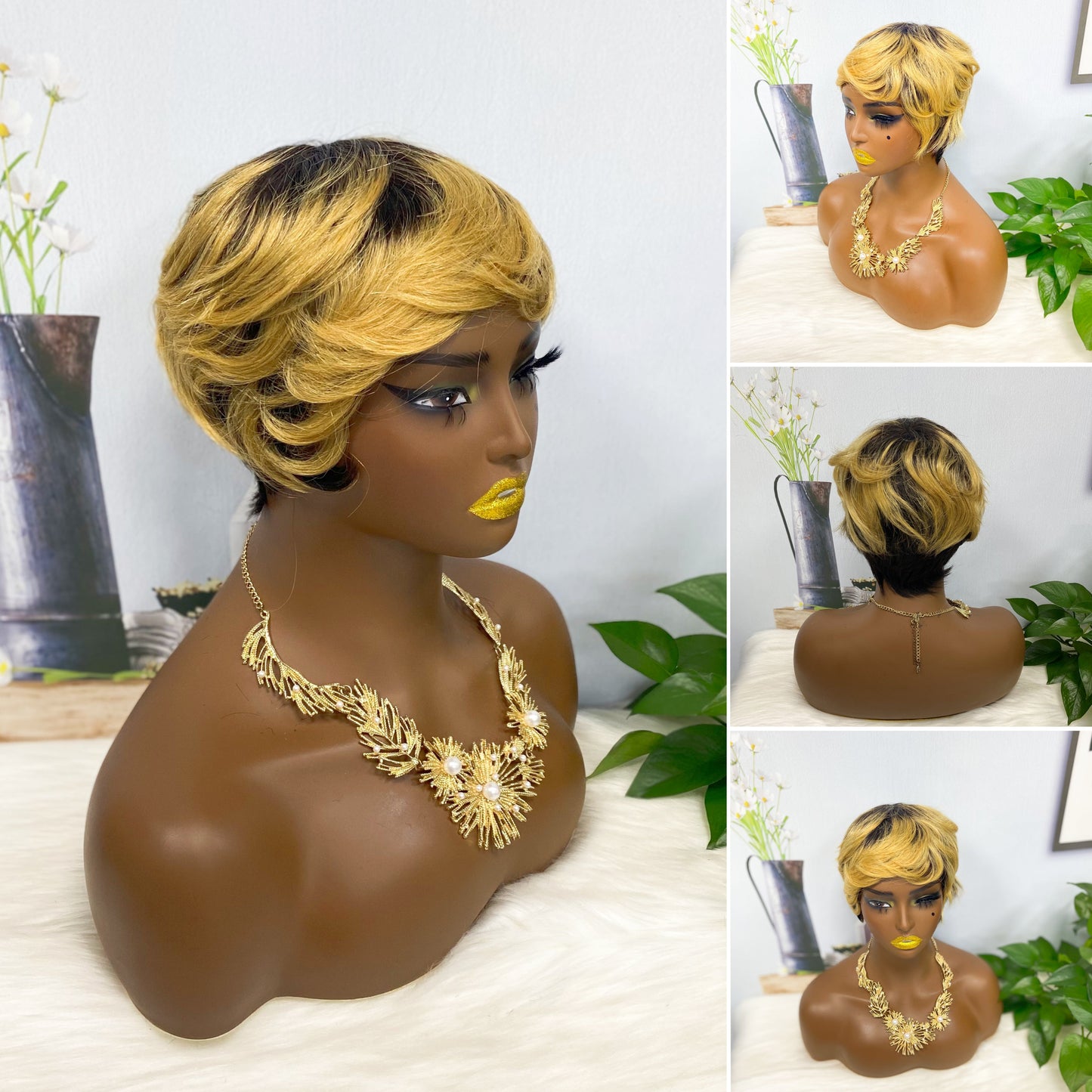 Machine Human Hair Wig Natural Hair Wigs 0701 Color 99J