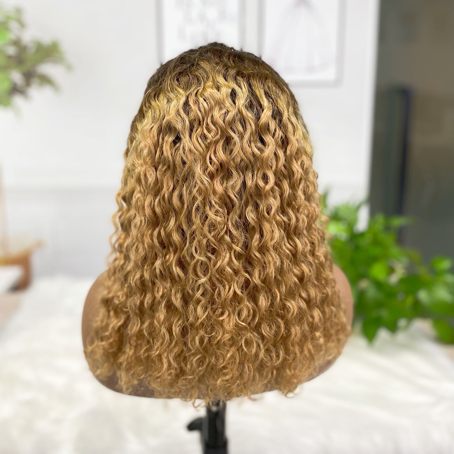 13*4 BoB Wig Water Wave  Wigs Color T1B/27# 220% Density